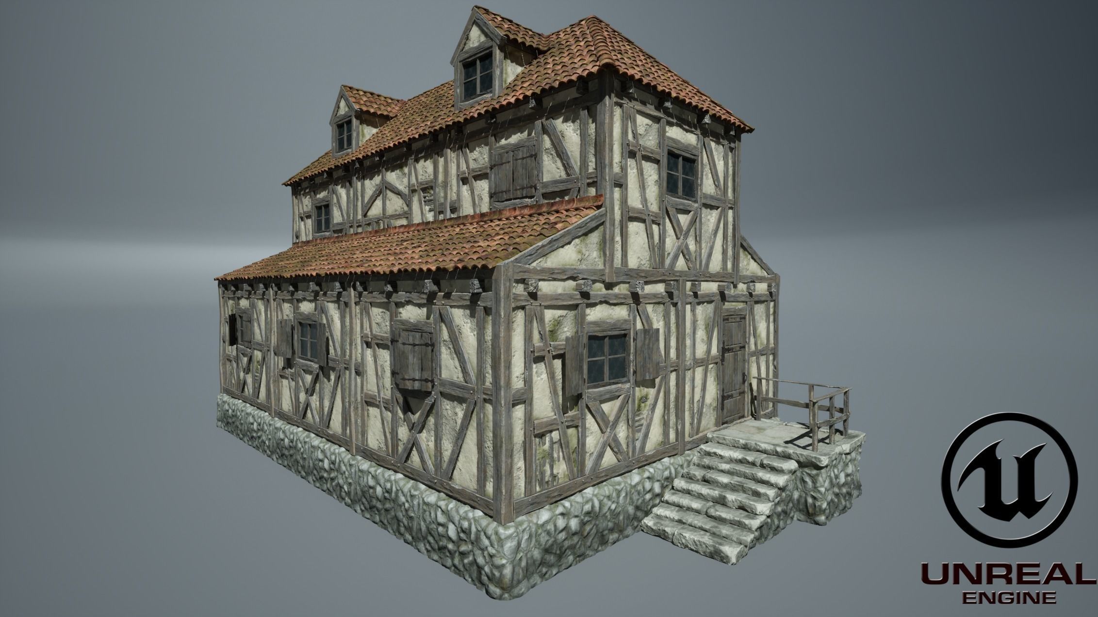 Medieval House 05 Game Ready Low-poly 3D model_2