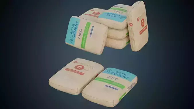 Cement Bag 1B Low-poly 3D model