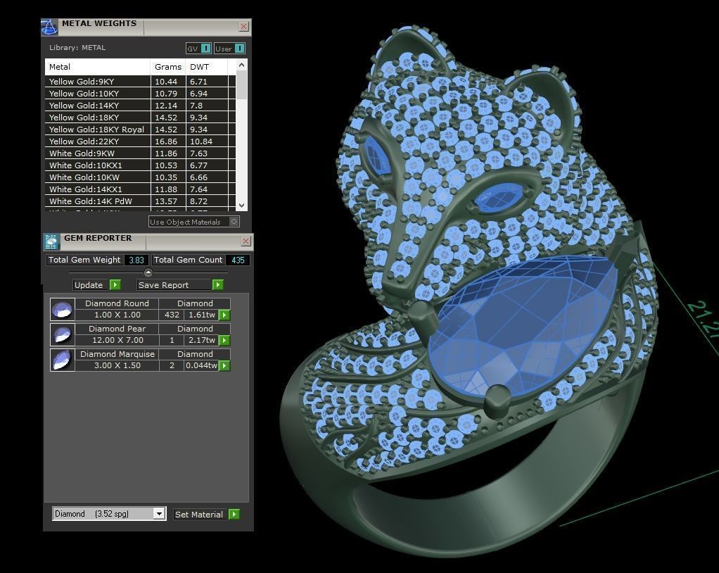 RING FOX DIAMOND 3D print model 3D print model_2