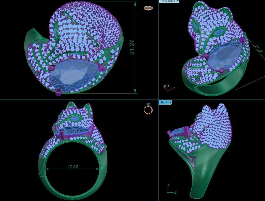 RING FOX DIAMOND 3D print model 3D print model_1