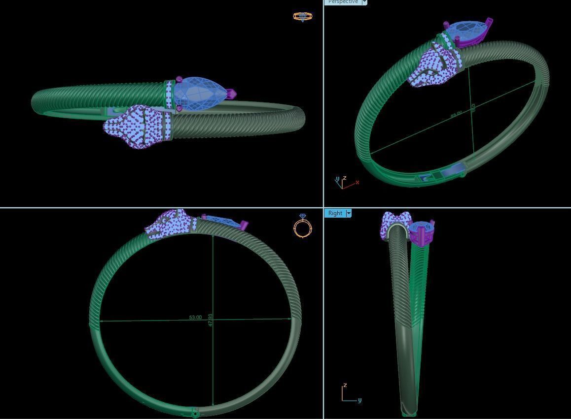 fox bracelet diamond Free 3D print mode 3D print model_1