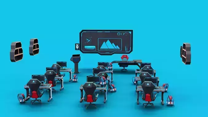 Futuristic Low Poly Classroom