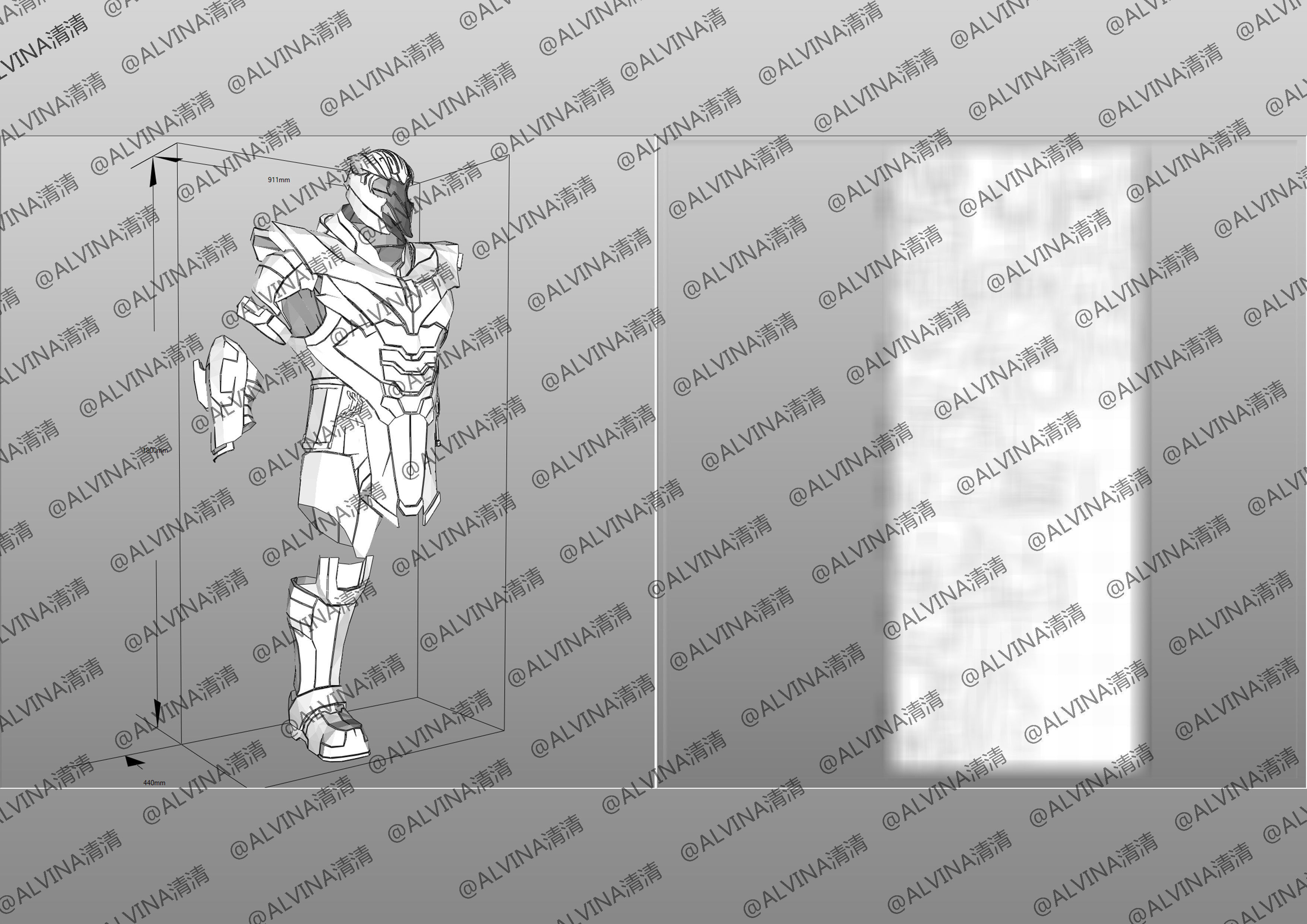 Thanos Armadura End Game Armor - DIY Cosplay Pepakura Foam Low-poly 3D model_8