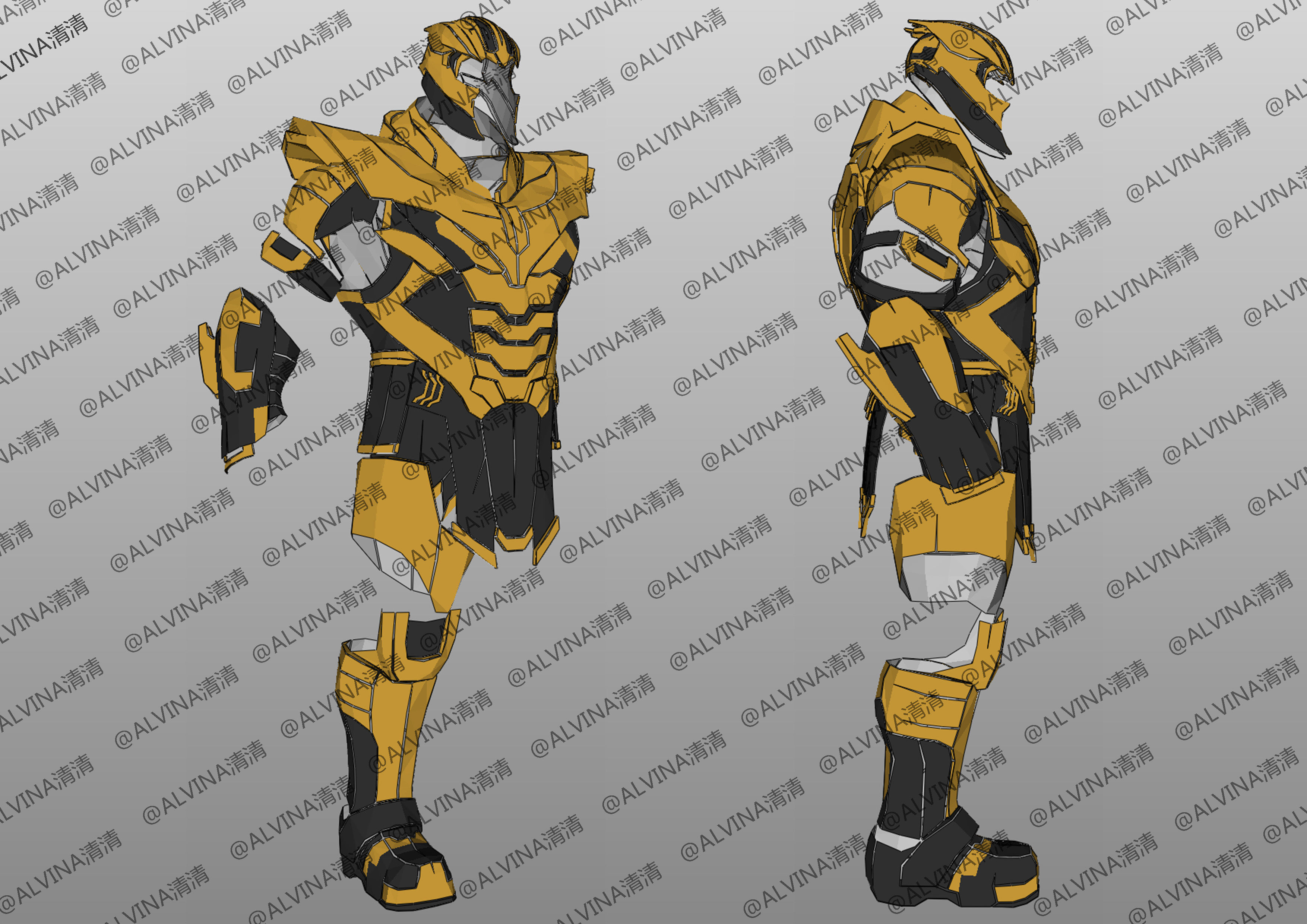 Thanos Armadura End Game Armor - DIY Cosplay Pepakura Foam Low-poly 3D model_2