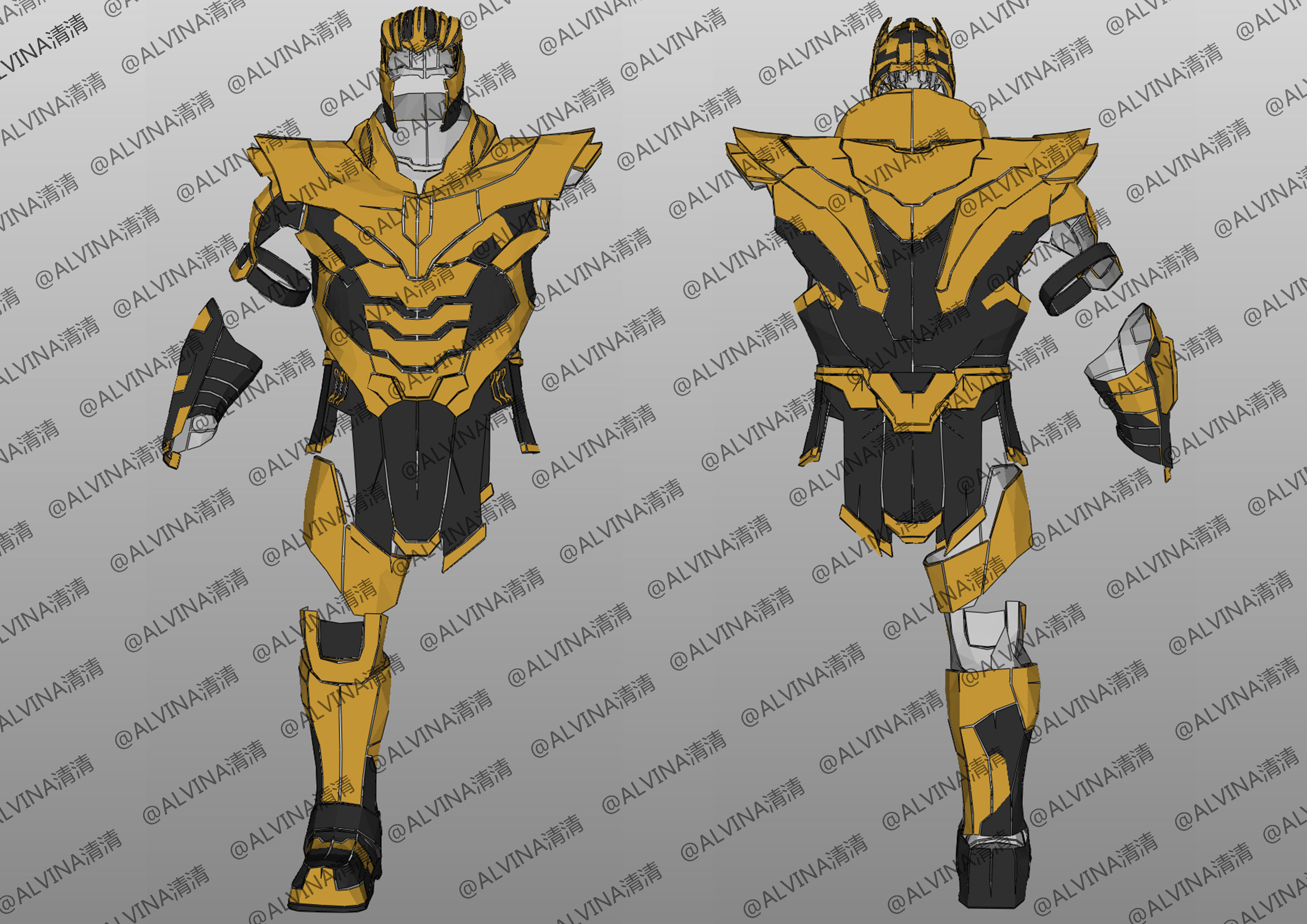 Thanos Armadura End Game Armor - DIY Cosplay Pepakura Foam Low-poly 3D model_1