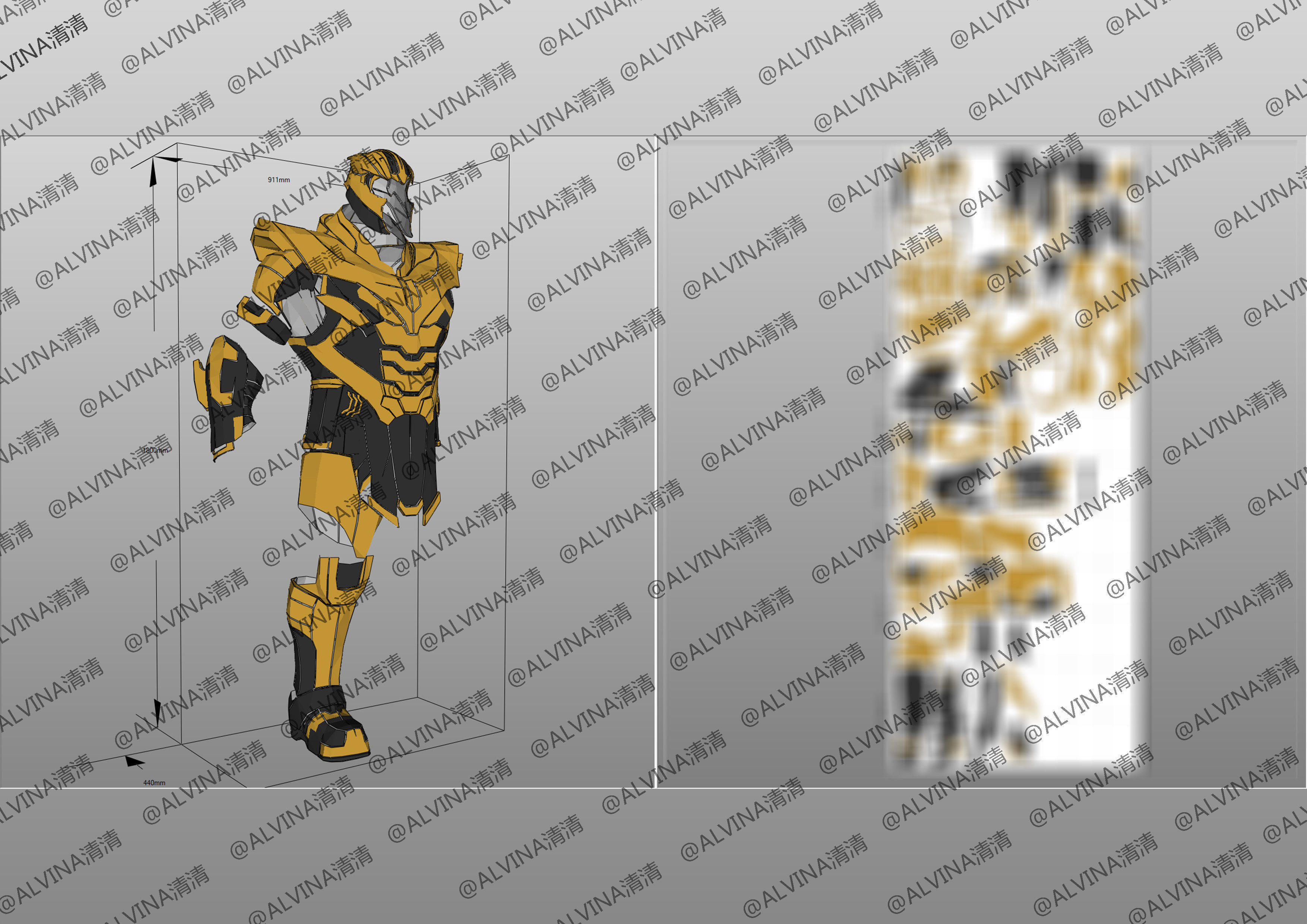 Thanos Armadura End Game Armor - DIY Cosplay Pepakura Foam Low-poly 3D model_7