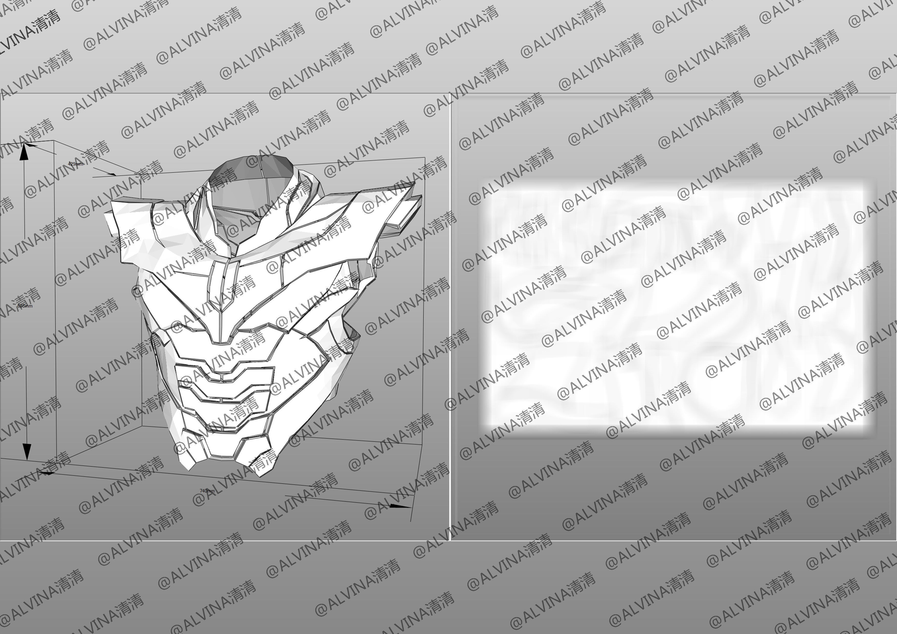 Thanos Armadura End Game Armor - DIY Cosplay Pepakura Foam Low-poly 3D model_14