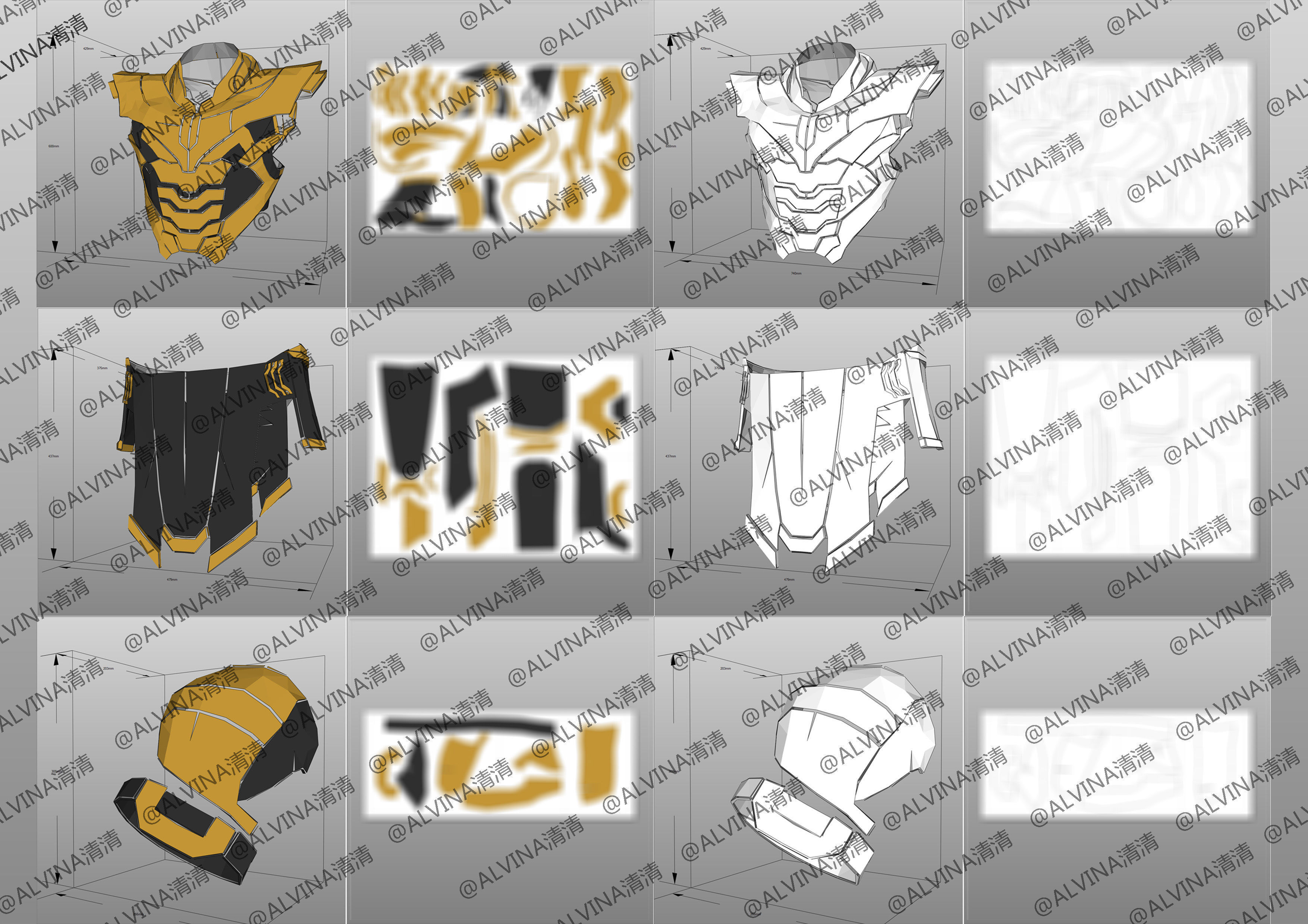 Thanos Armadura End Game Armor - DIY Cosplay Pepakura Foam Low-poly 3D model_4