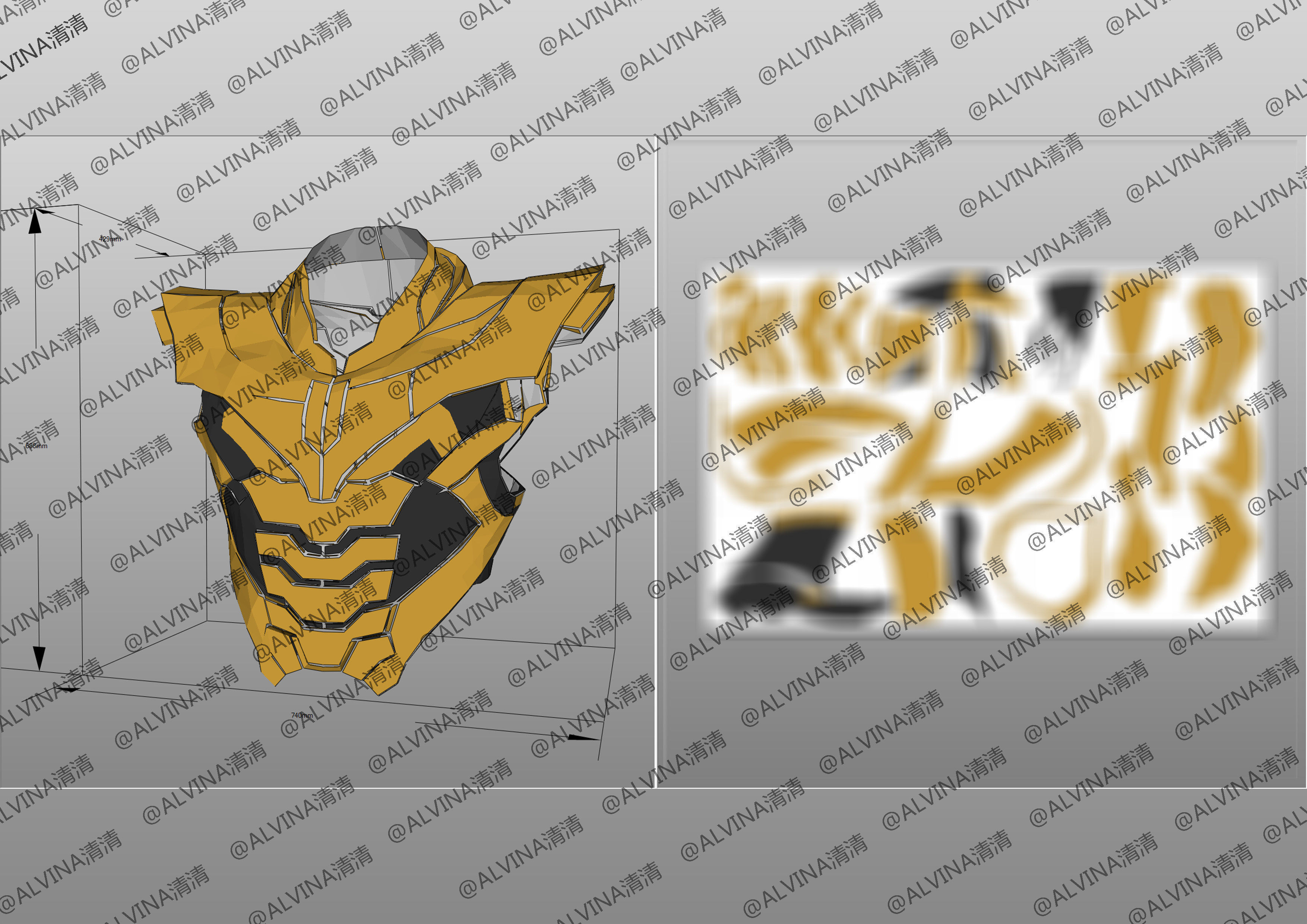 Thanos Armadura End Game Armor - DIY Cosplay Pepakura Foam Low-poly 3D model_13