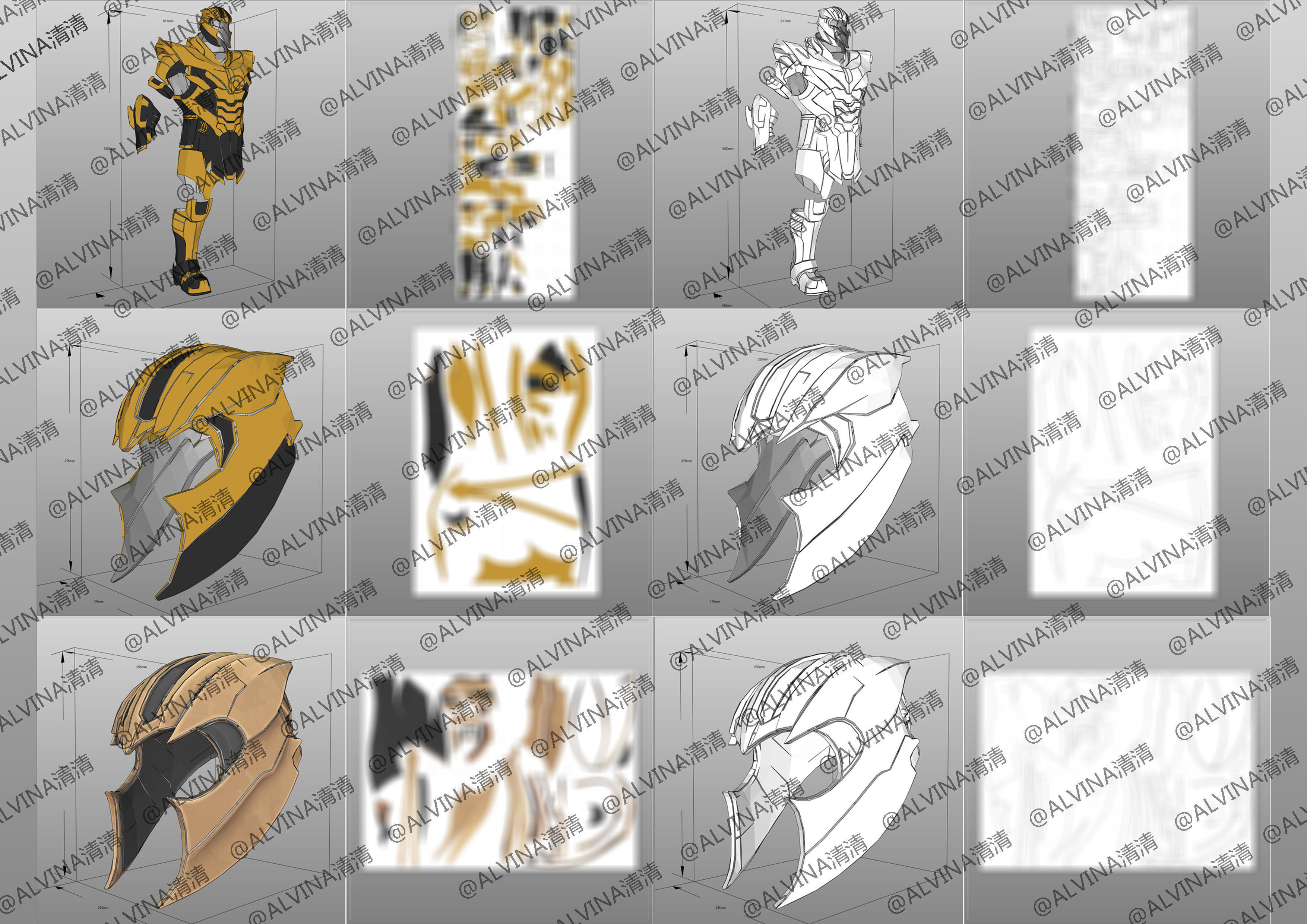 Thanos Armadura End Game Armor - DIY Cosplay Pepakura Foam Low-poly 3D model_3