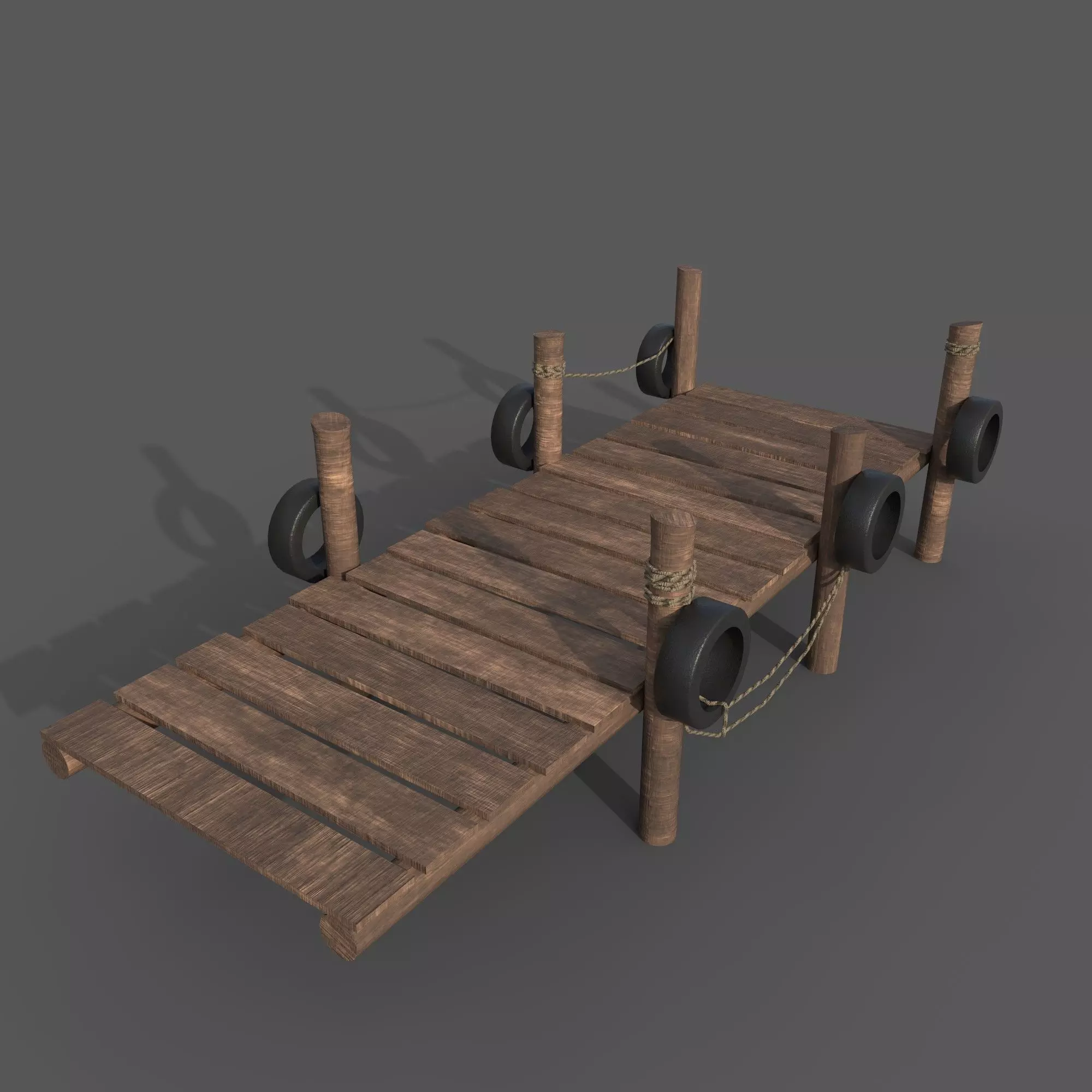 old pier Low-poly 3D model_0