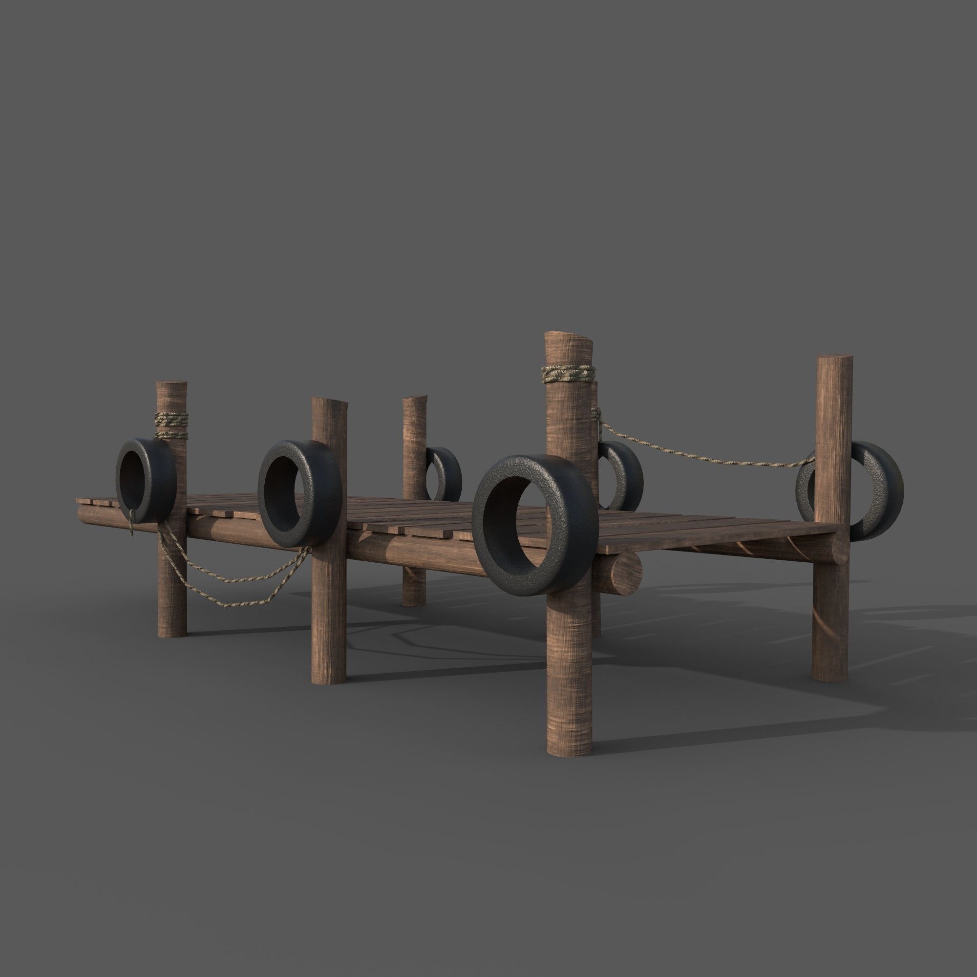 old pier Low-poly 3D model_1