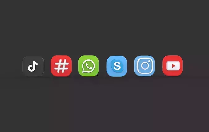  social media icons  3D model