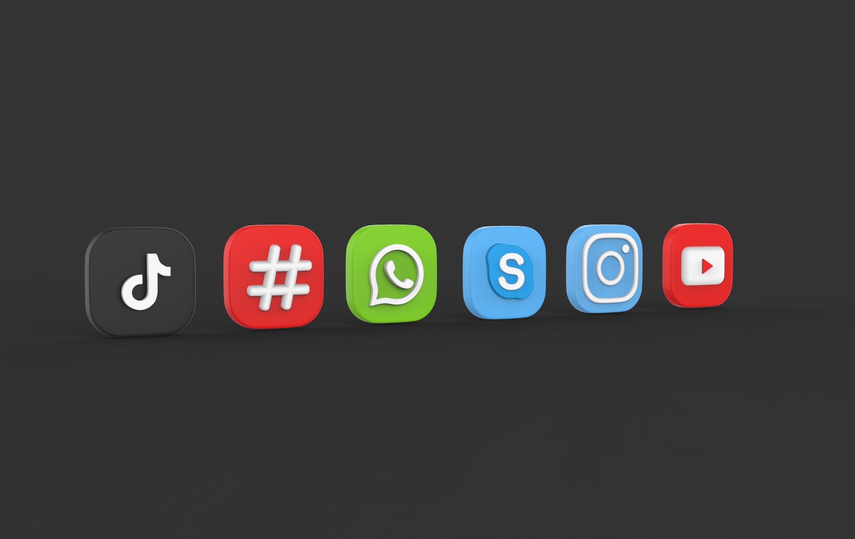  social media icons  3D model_4