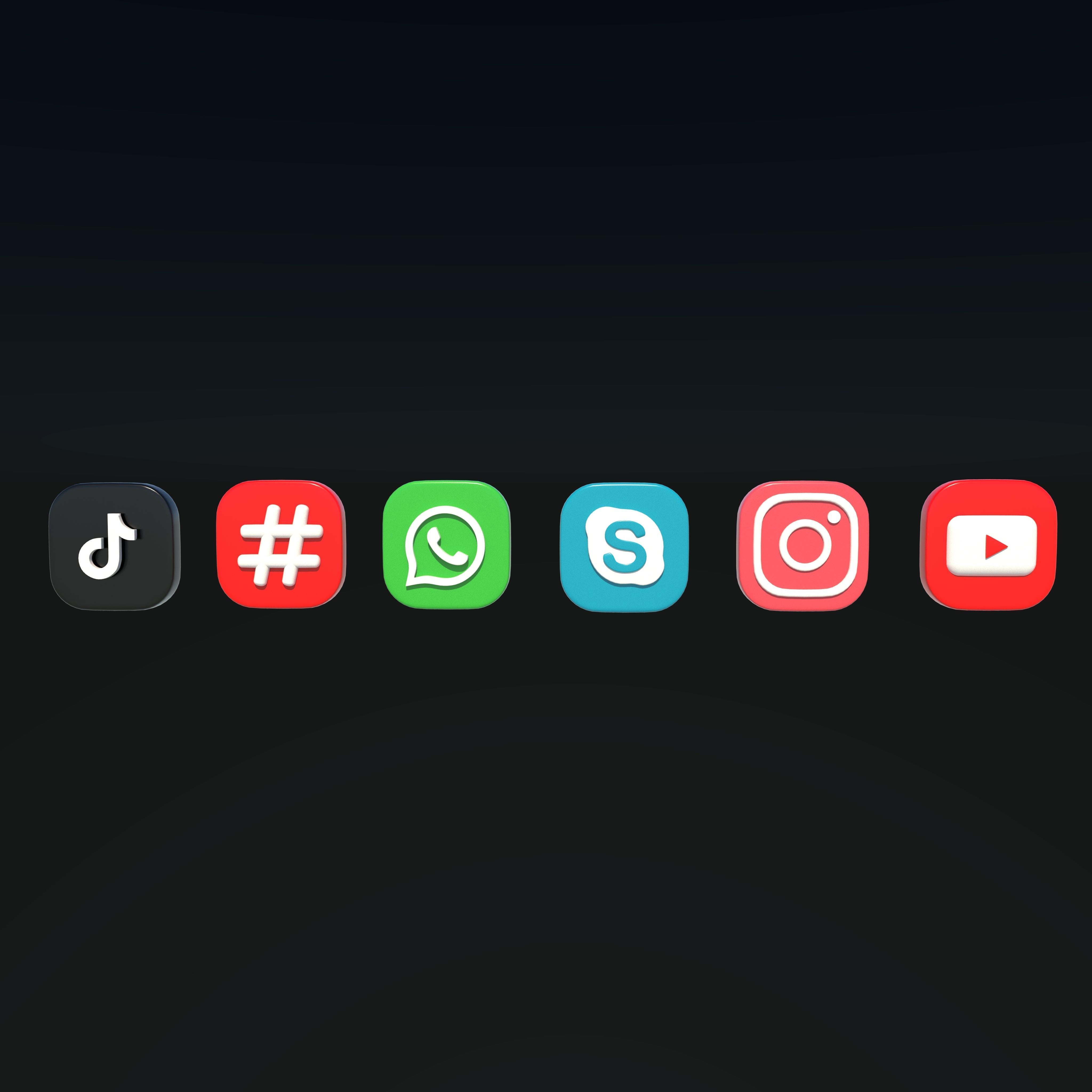  social media icons  3D model_7