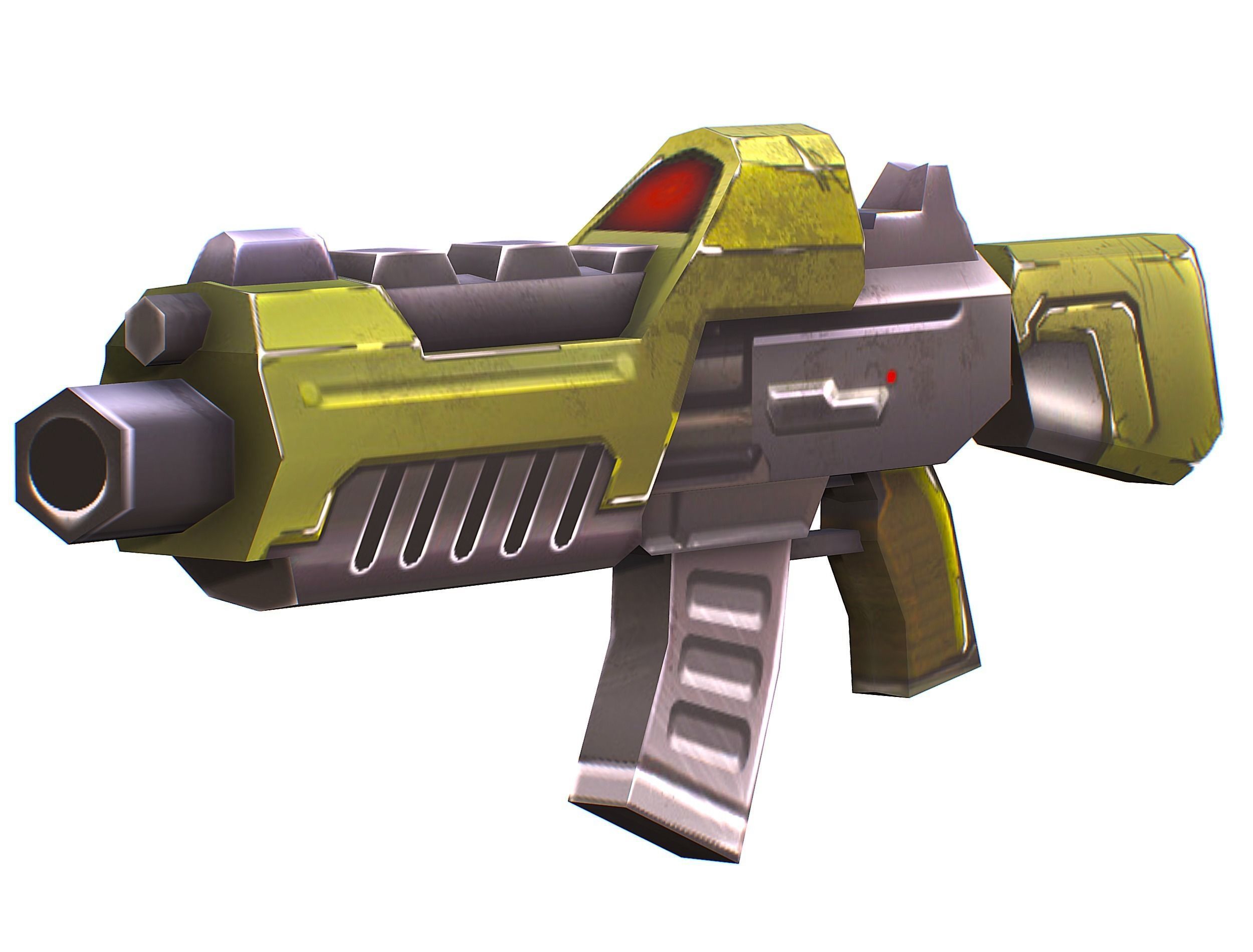 Sci-FI Woman Cyborg Soldier with Rifle and Pistol Low-poly 3D model_25