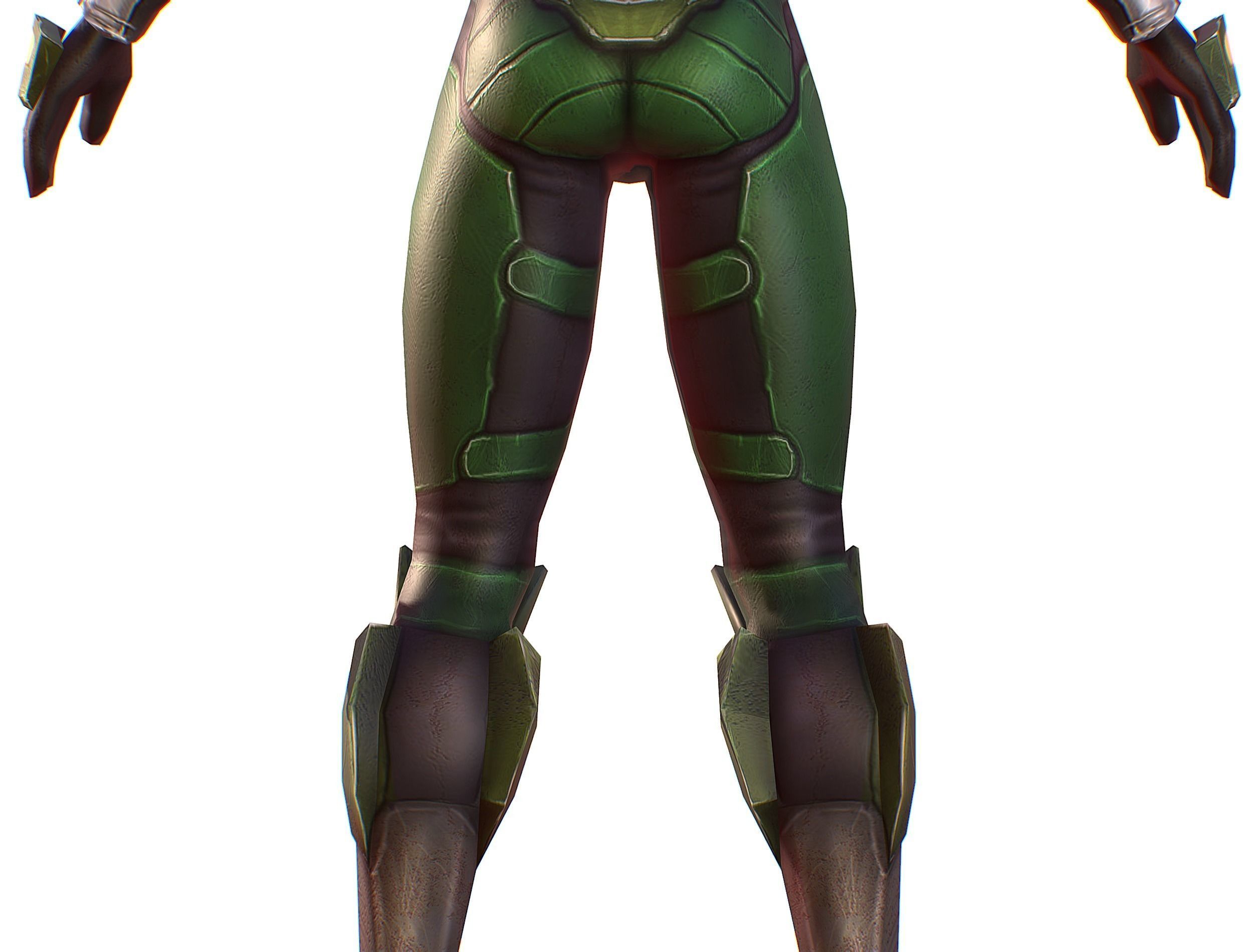 Sci-FI Woman Cyborg Soldier with Rifle and Pistol Low-poly 3D model_21