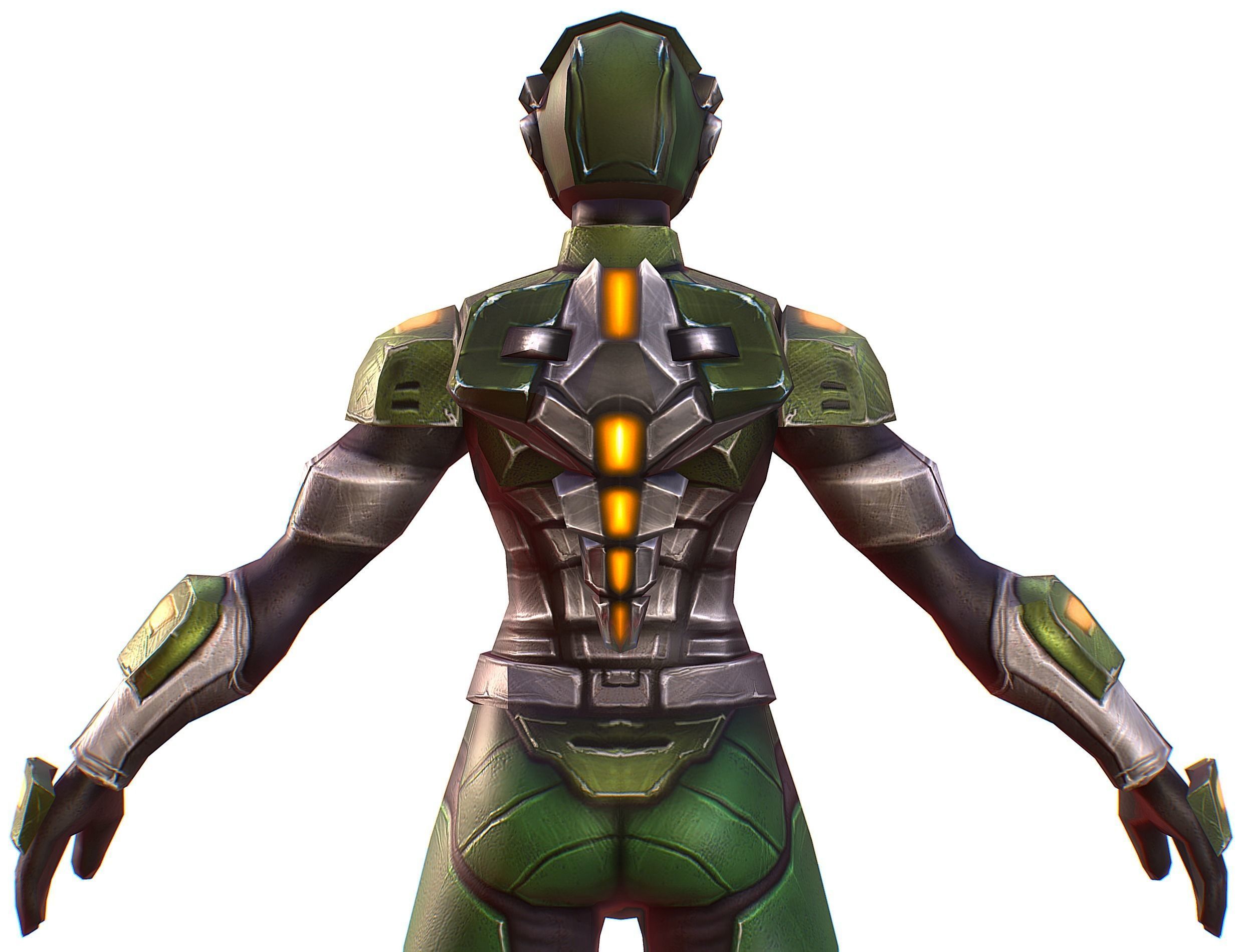 Sci-FI Woman Cyborg Soldier with Rifle and Pistol Low-poly 3D model_20