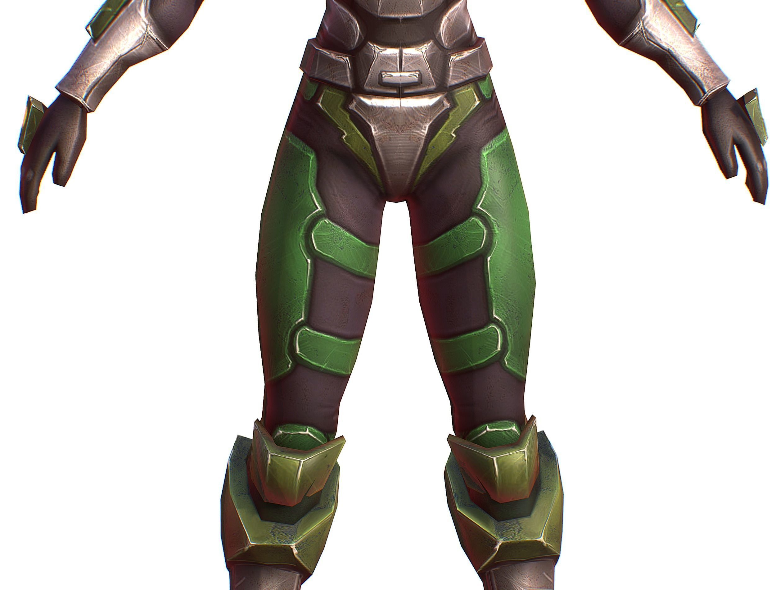 Sci-FI Woman Cyborg Soldier with Rifle and Pistol Low-poly 3D model_18