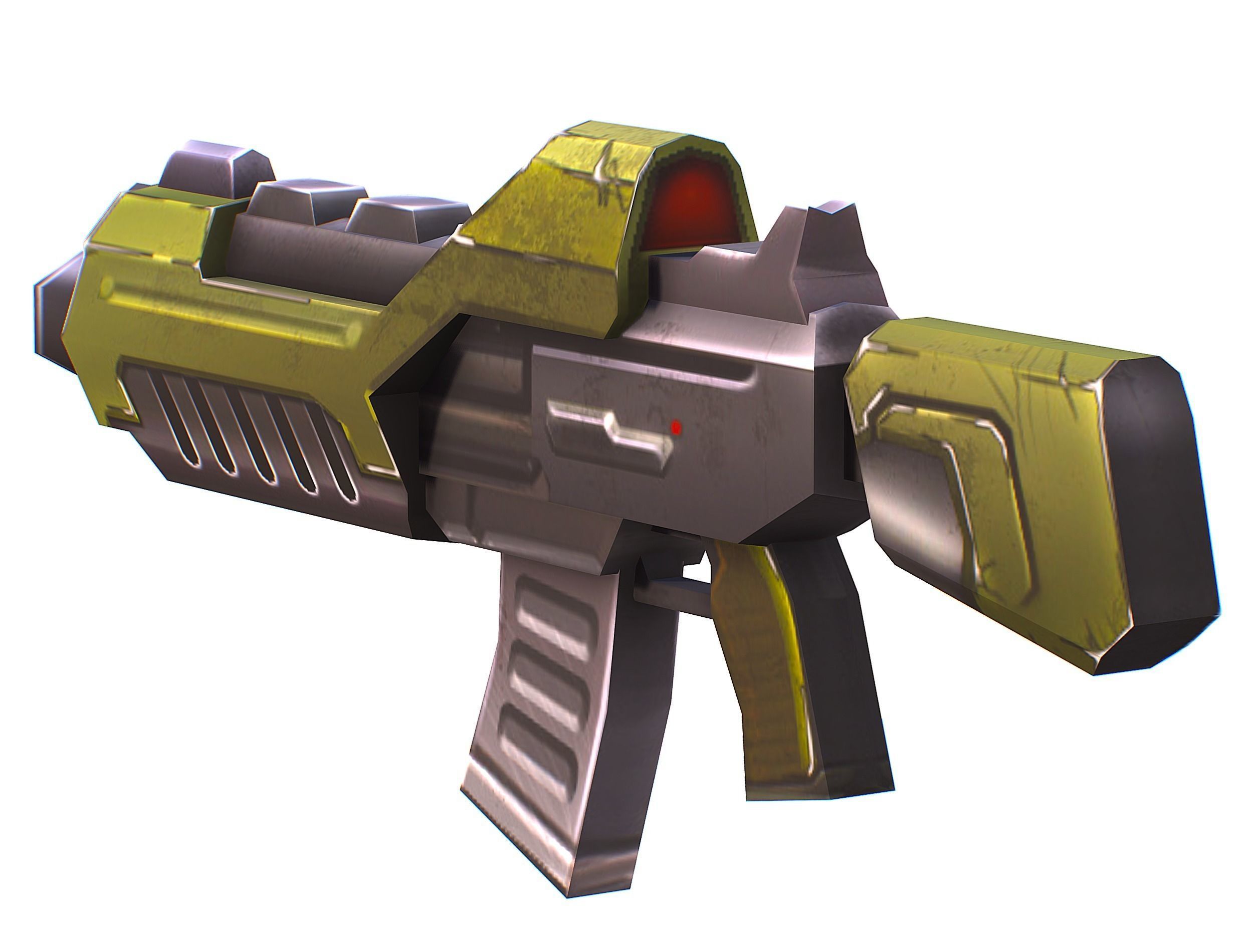 Sci-FI Woman Cyborg Soldier with Rifle and Pistol Low-poly 3D model_26