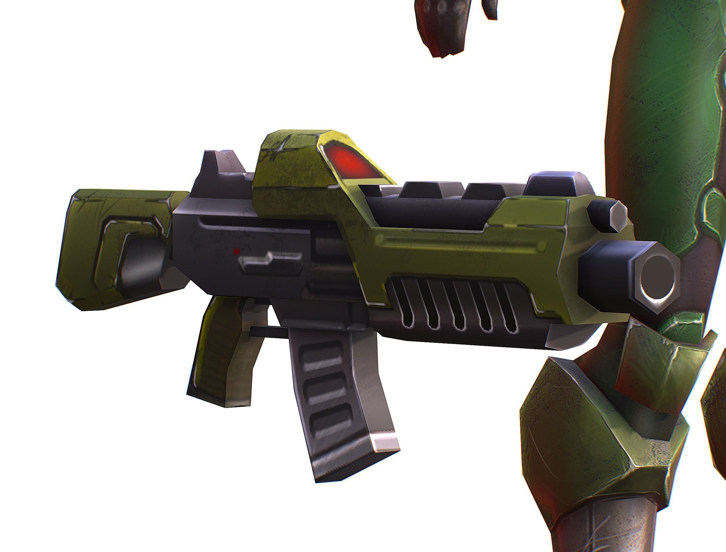 Sci-FI Woman Cyborg Soldier with Rifle and Pistol Low-poly 3D model_28