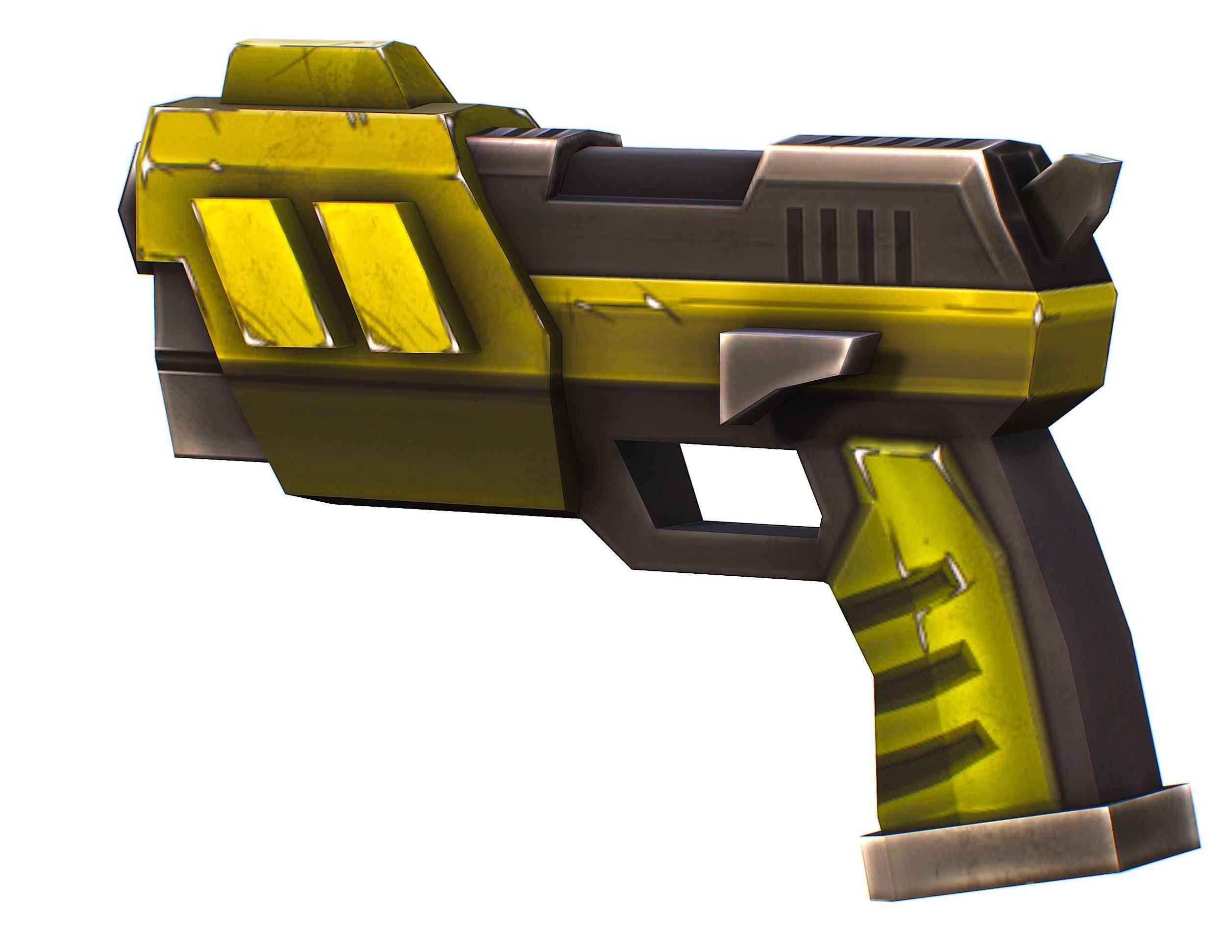 Sci-FI Woman Cyborg Soldier with Rifle and Pistol Low-poly 3D model_32