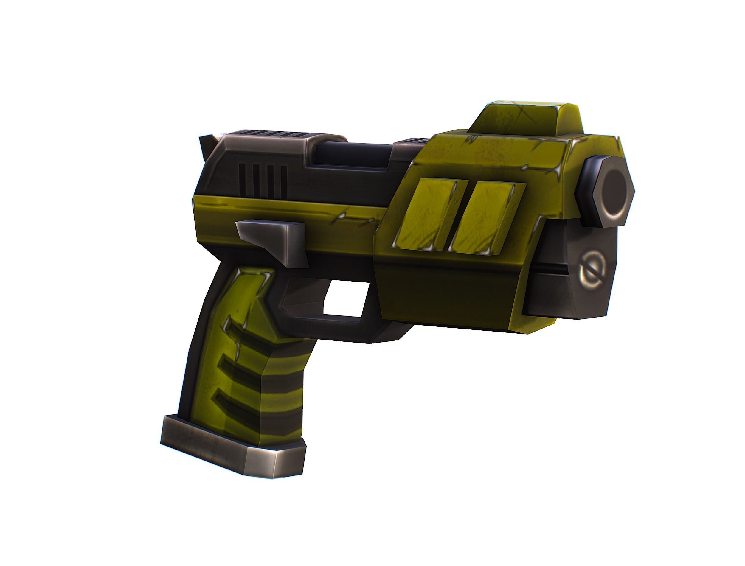 Sci-FI Woman Cyborg Soldier with Rifle and Pistol Low-poly 3D model_33