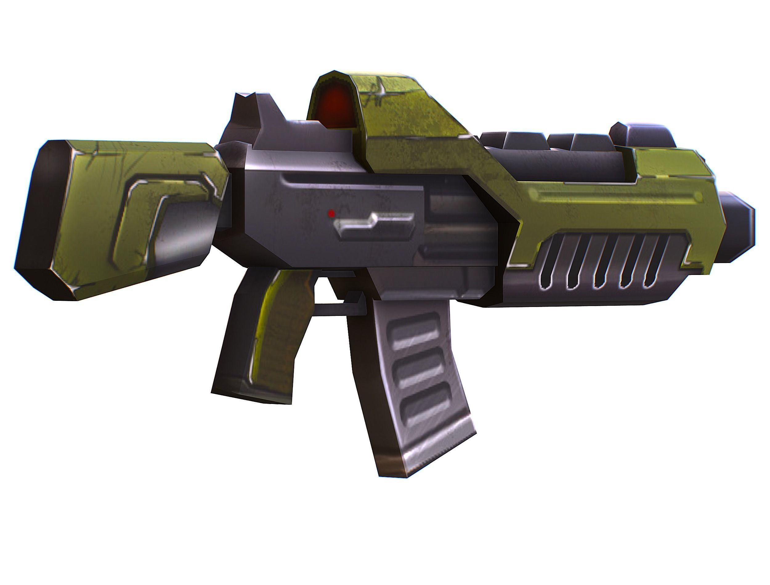 Sci-FI Woman Cyborg Soldier with Rifle and Pistol Low-poly 3D model_27