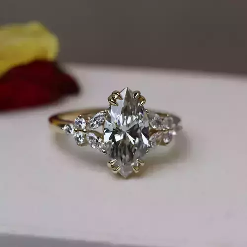 Marquise Cut Diamond Ring 3D Model