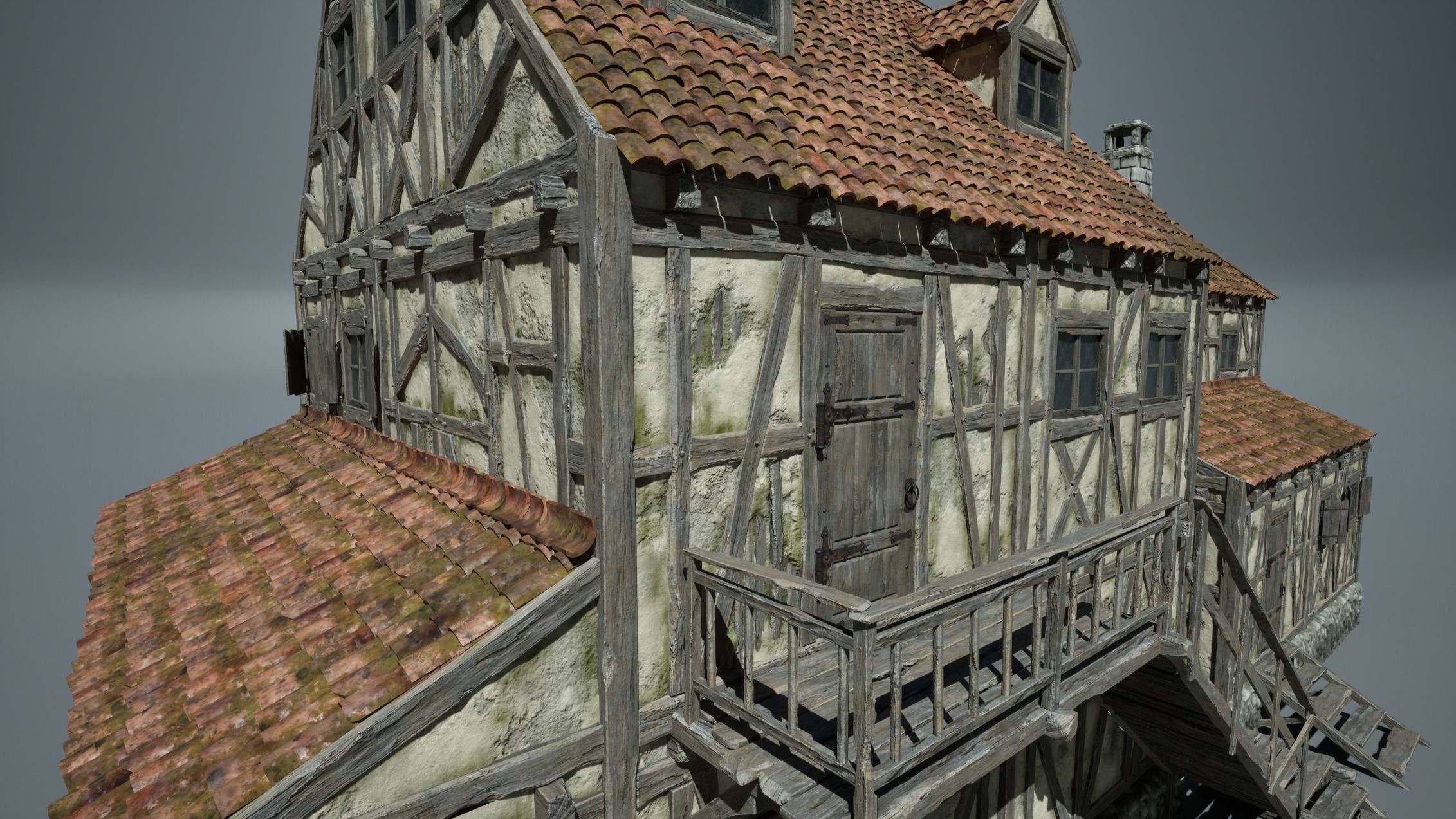 Medieval House 04 Game Ready Low-poly 3D model_3