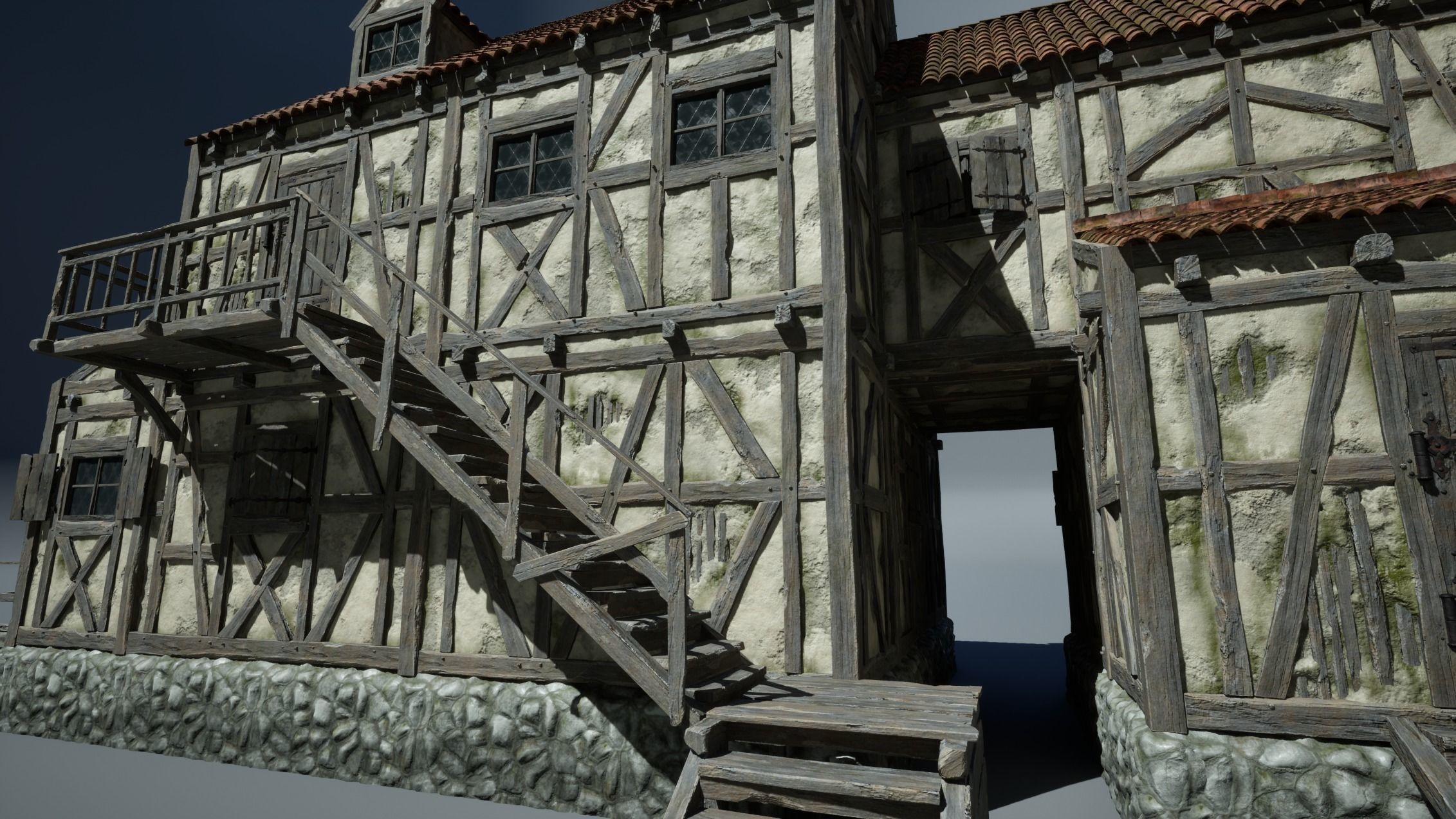 Medieval House 04 Game Ready Low-poly 3D model_5