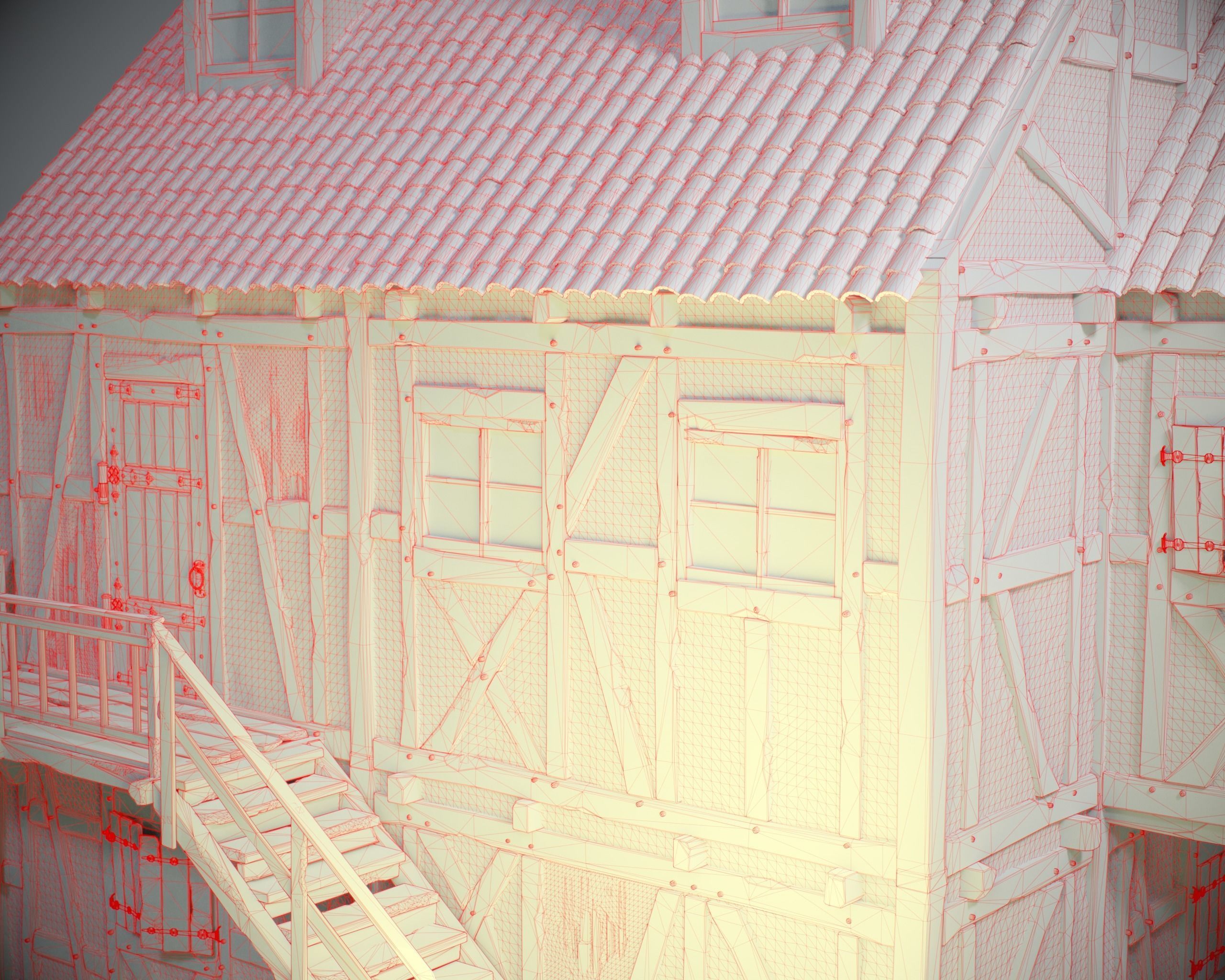 Medieval House 04 Game Ready Low-poly 3D model_11