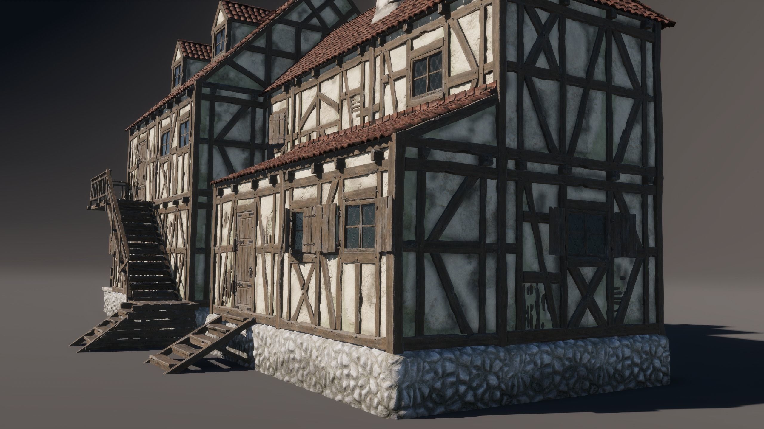 Medieval House 04 Game Ready Low-poly 3D model_7