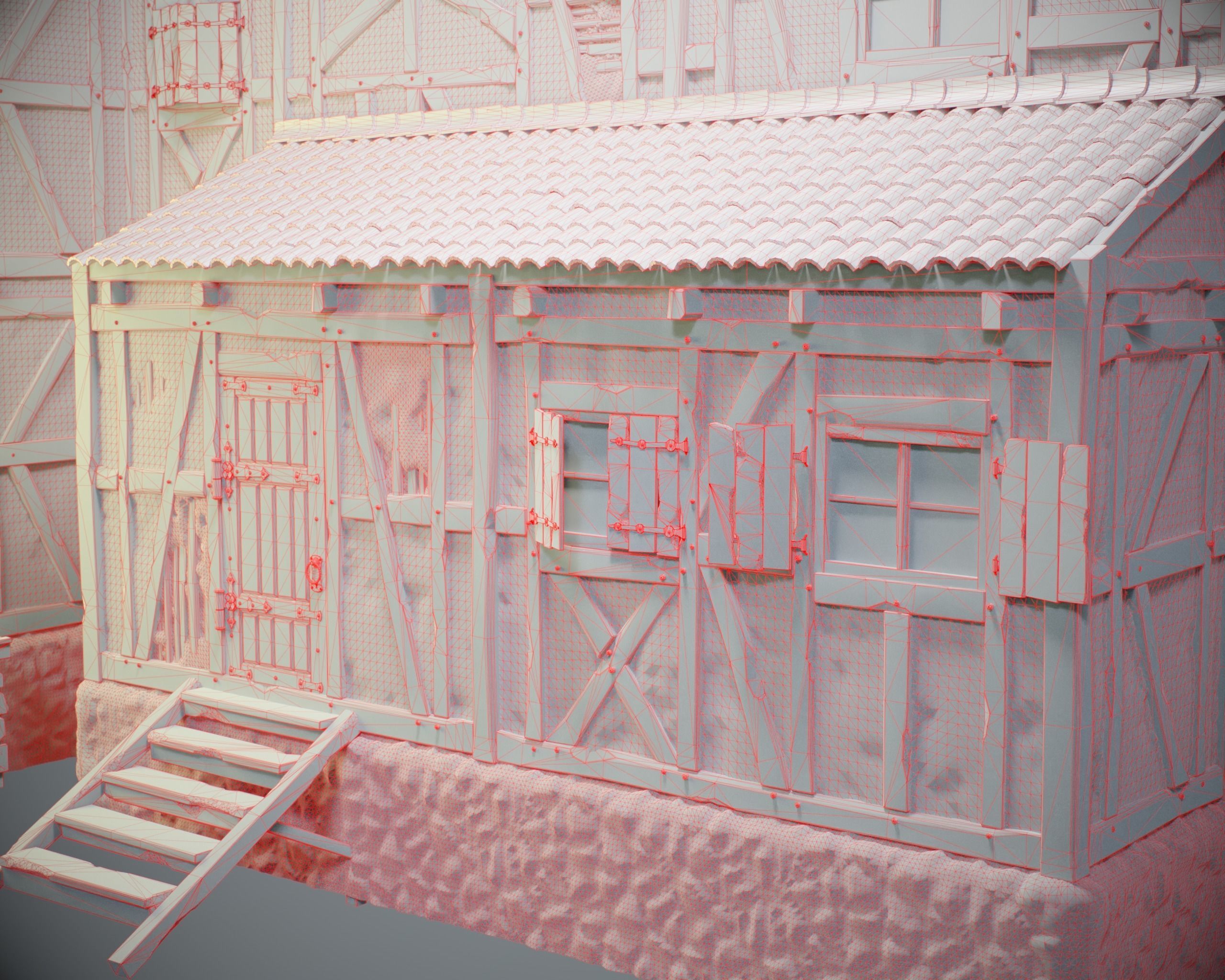 Medieval House 04 Game Ready Low-poly 3D model_10