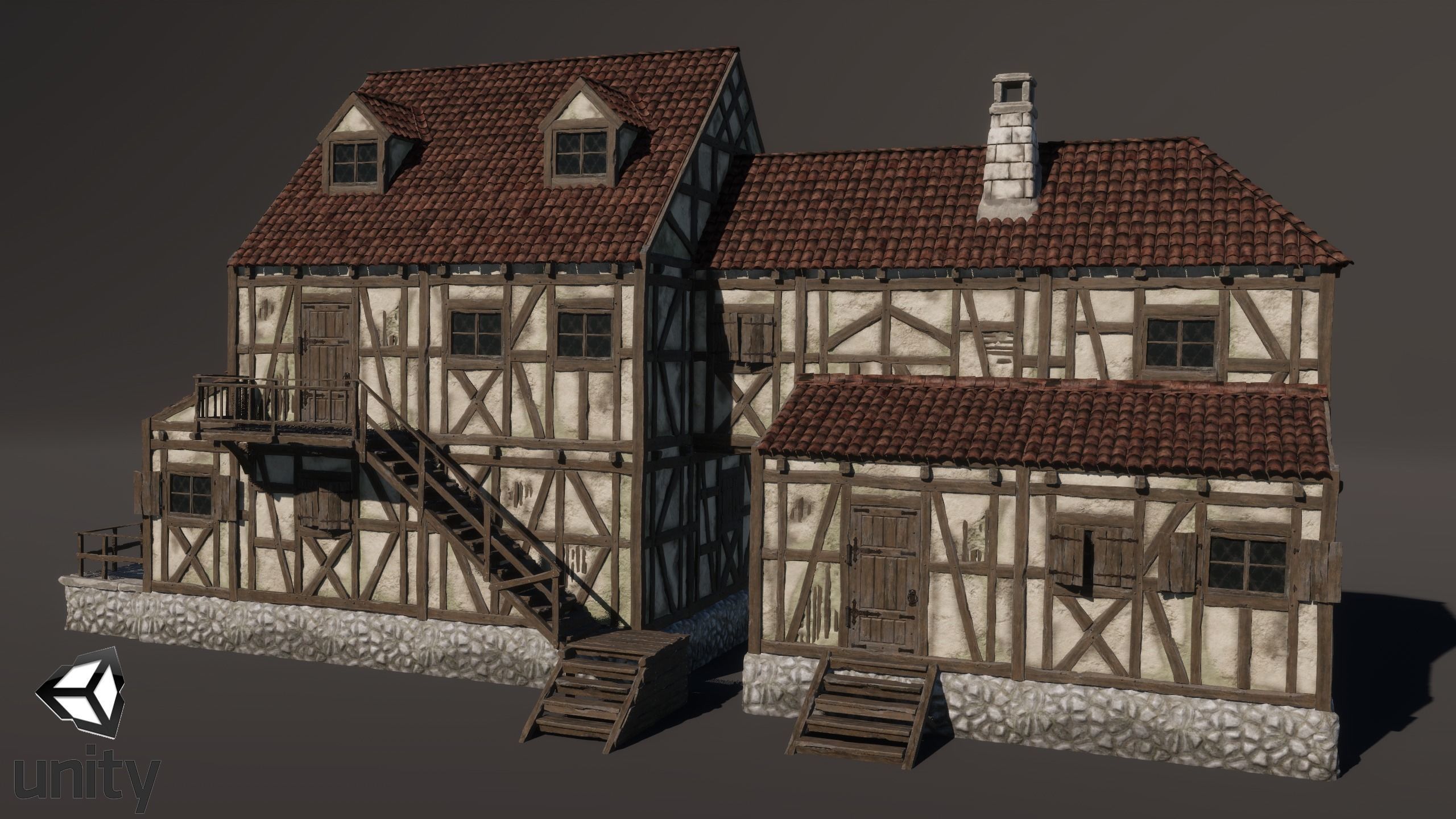Medieval House 04 Game Ready Low-poly 3D model_6