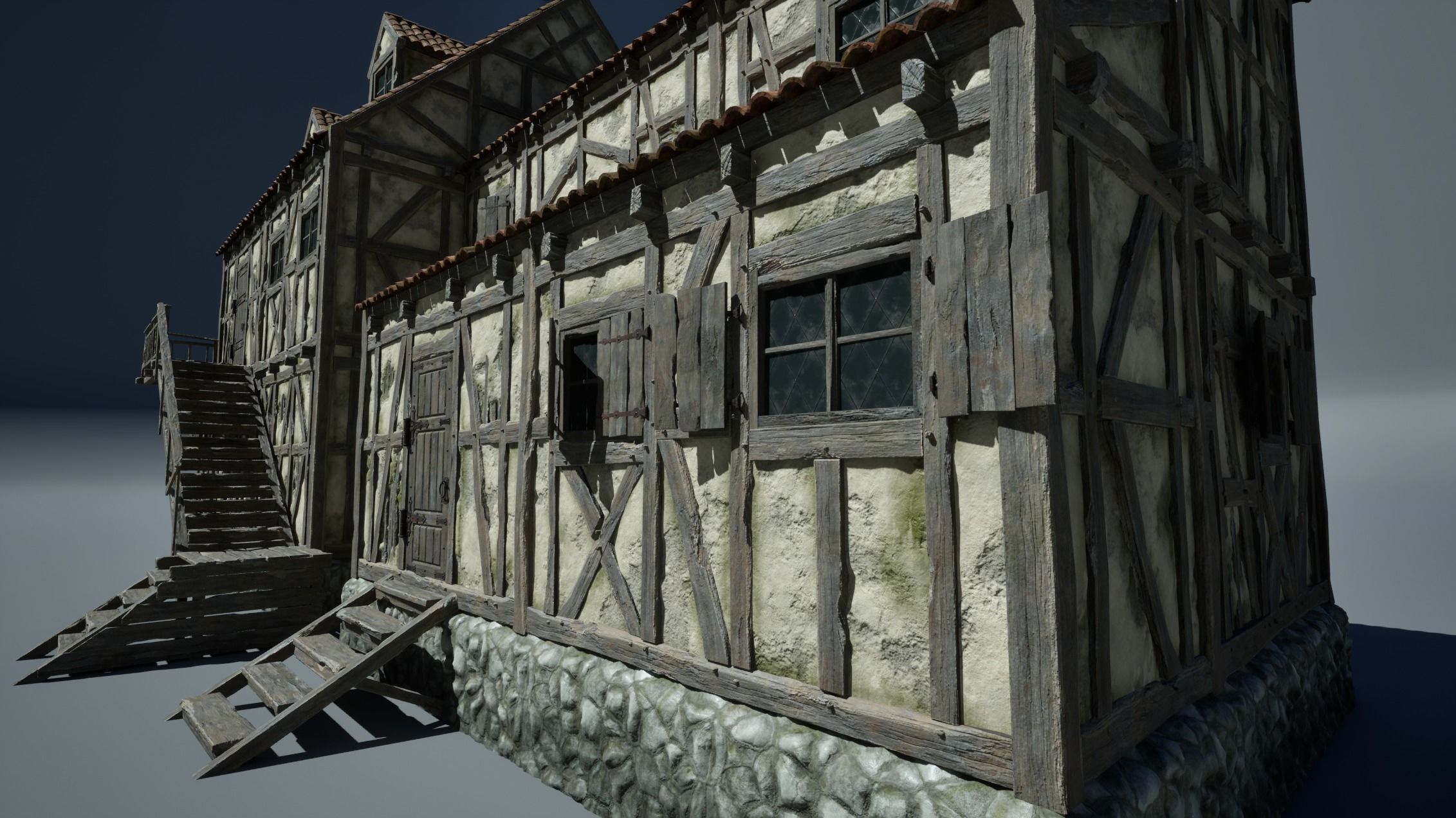 Medieval House 04 Game Ready Low-poly 3D model_4