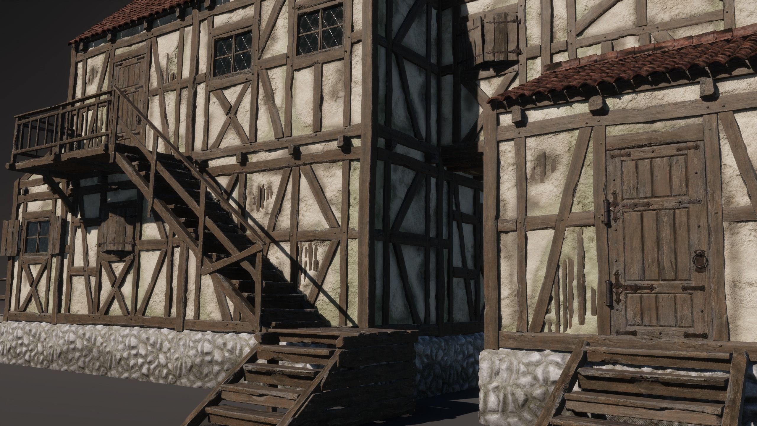 Medieval House 04 Game Ready Low-poly 3D model_9