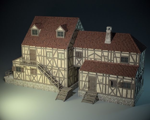 Medieval House 04 Game Ready Low-poly 3D model