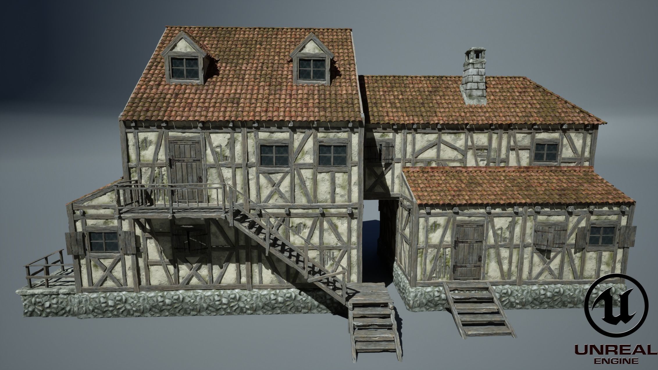 Medieval House 04 Game Ready Low-poly 3D model_2