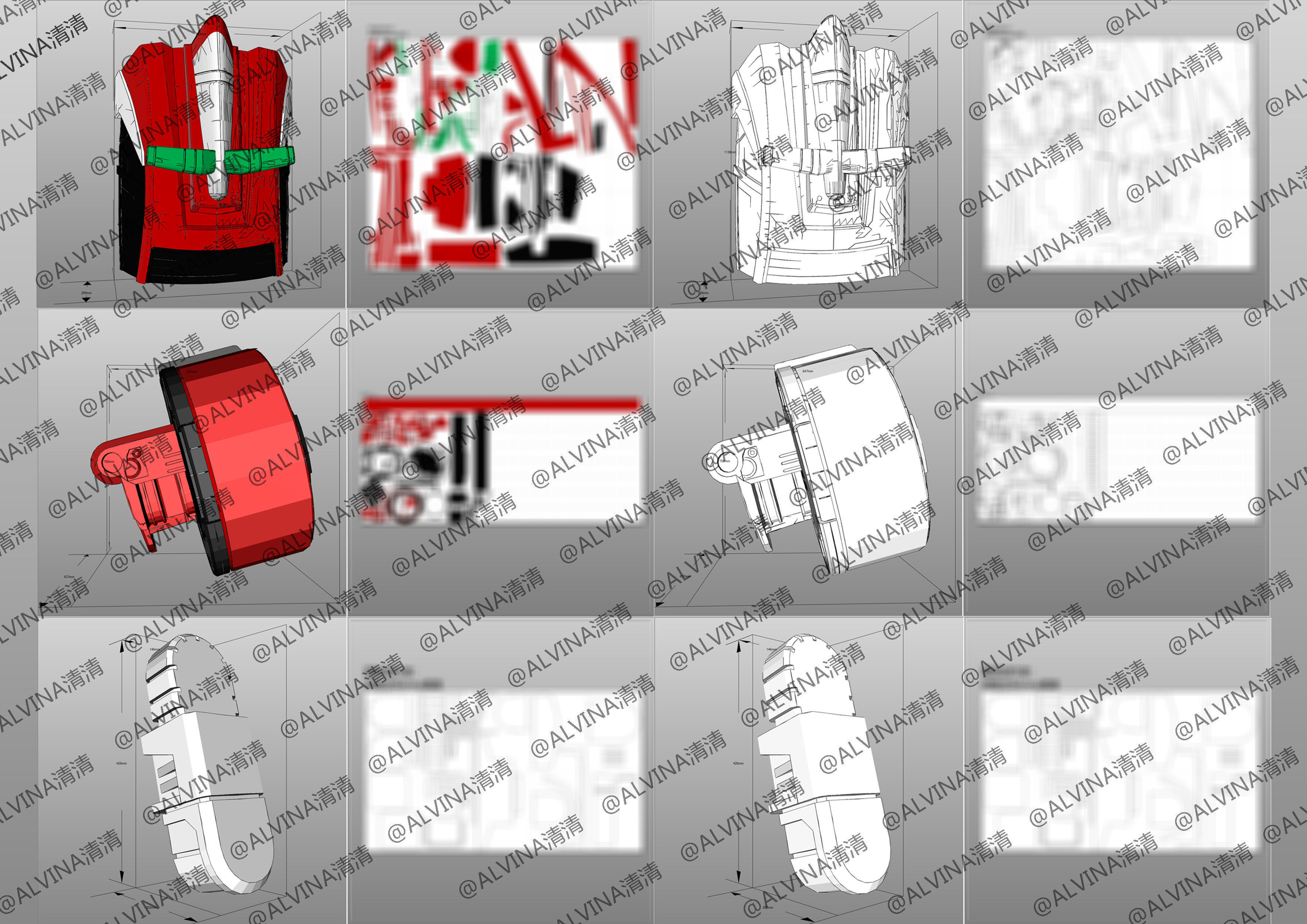 Hello Carbot Armor - DIY Cosplay Pepakura Foam Template Low-poly 3D model_4