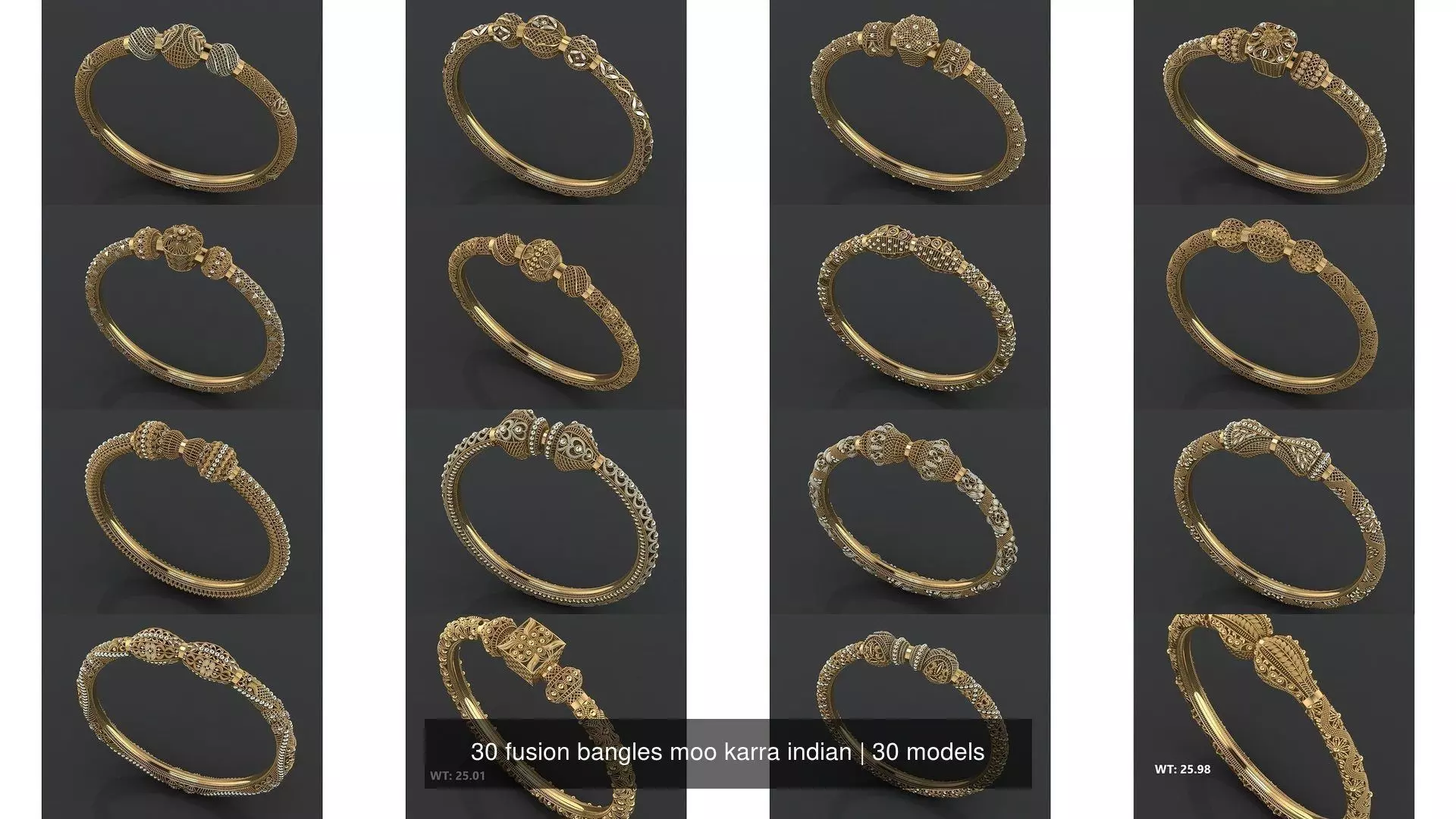30 fusion bangles moo karra indian 3D Model Collection_0