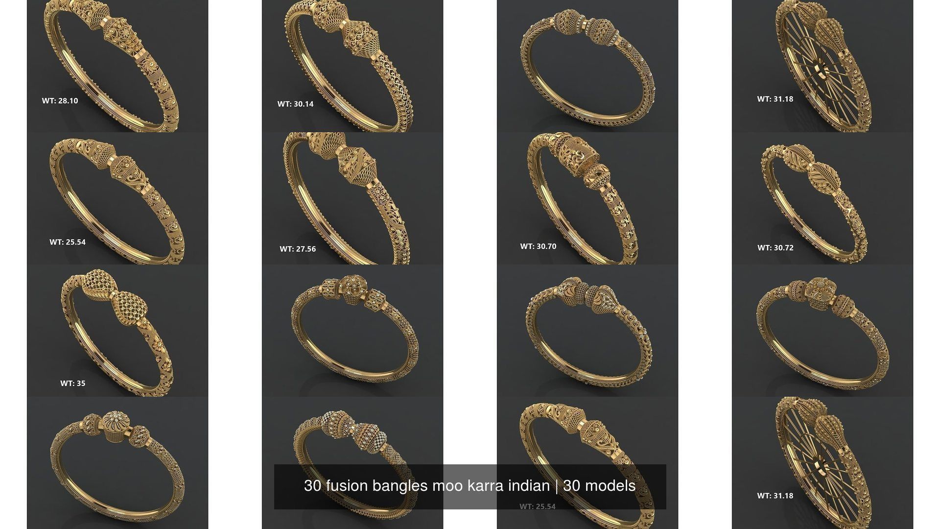 30 fusion bangles moo karra indian 3D Model Collection_2