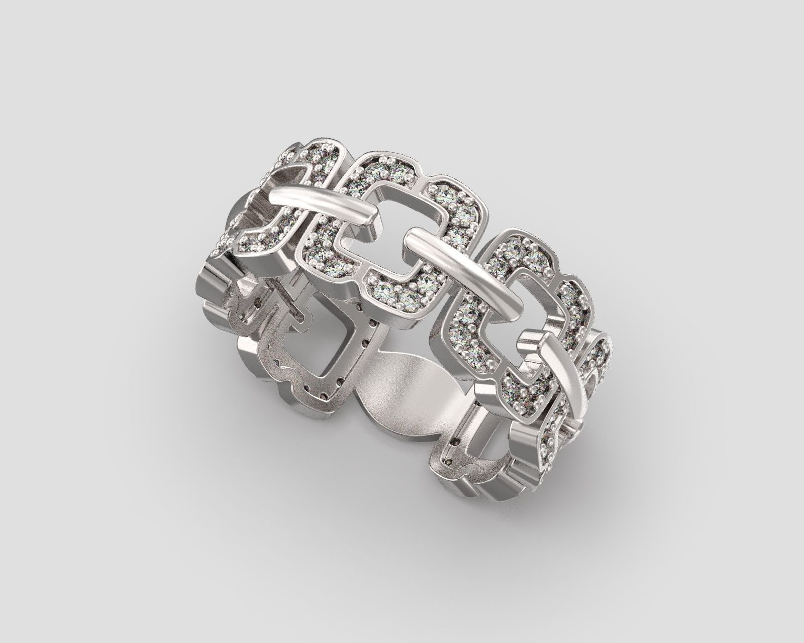 R 116 a Pave Band Bow shape 3D print model_2