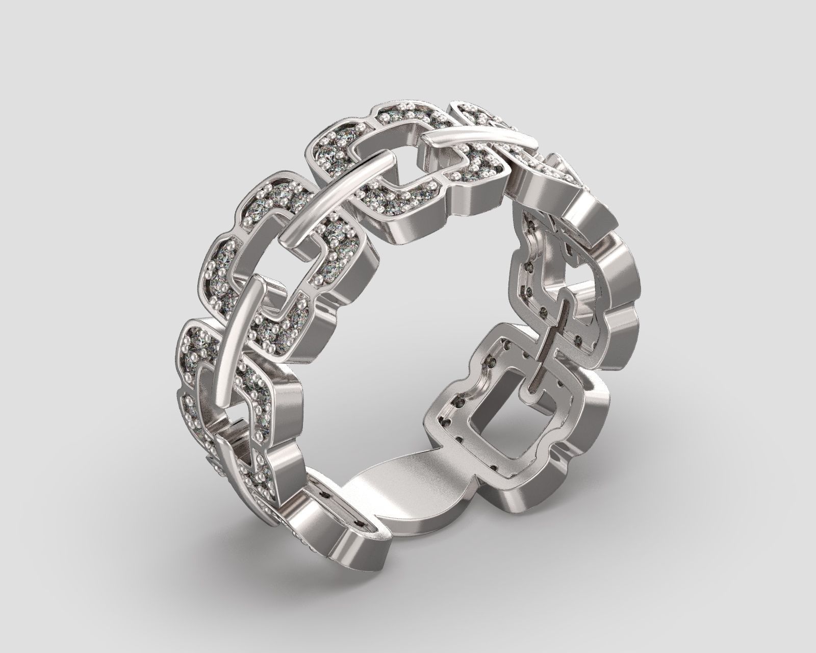 R 116 a Pave Band Bow shape 3D print model_10