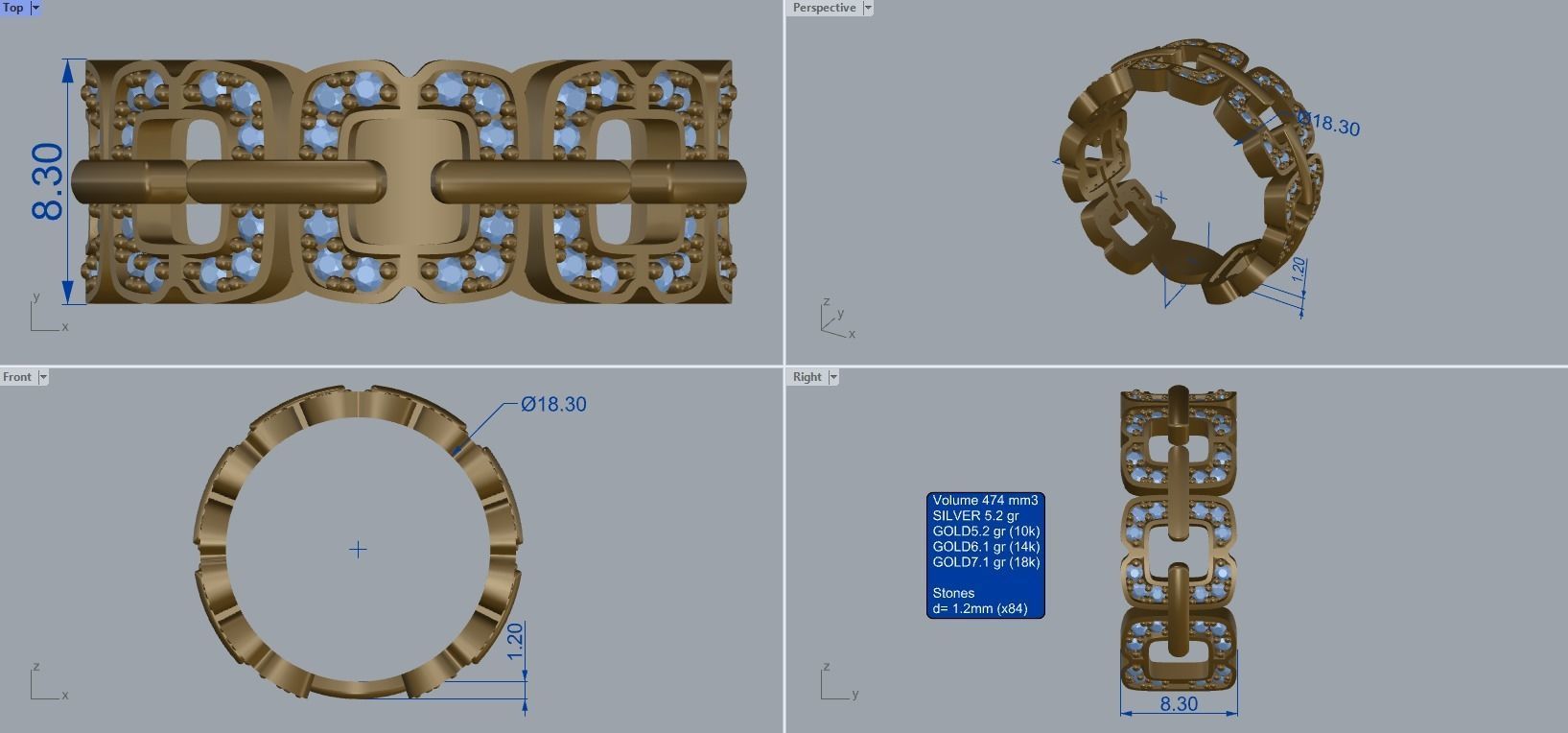 R 116 a Pave Band Bow shape 3D print model_12