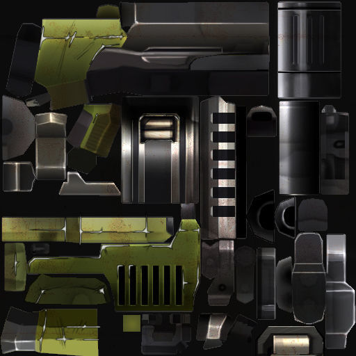 Cyborg Machine Gun with Automatic Rifle and Pistol Low-poly 3D model_58