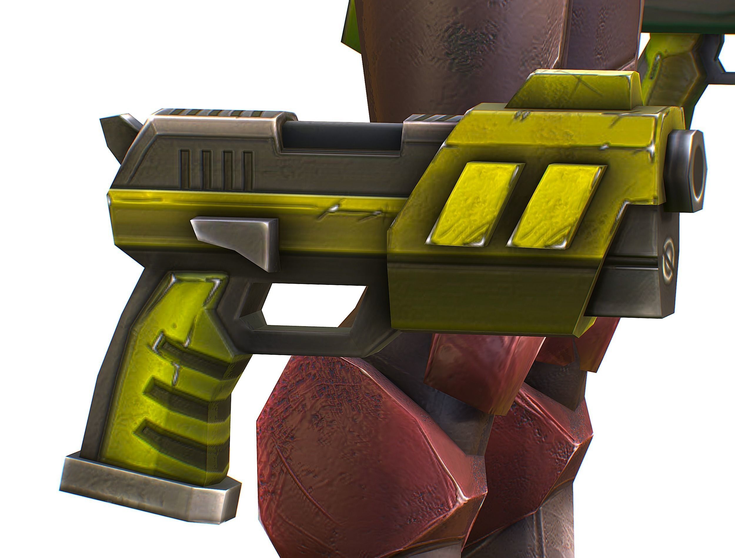 Cyborg Machine Gun with Automatic Rifle and Pistol Low-poly 3D model_38