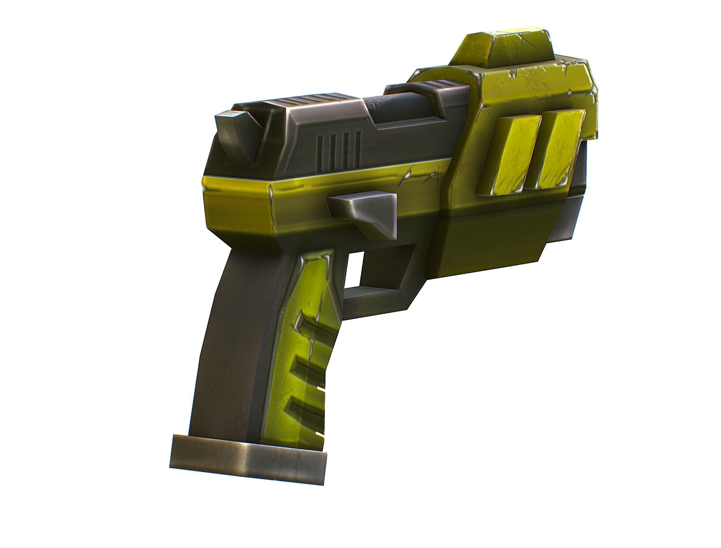 Cyborg Machine Gun with Automatic Rifle and Pistol Low-poly 3D model_40