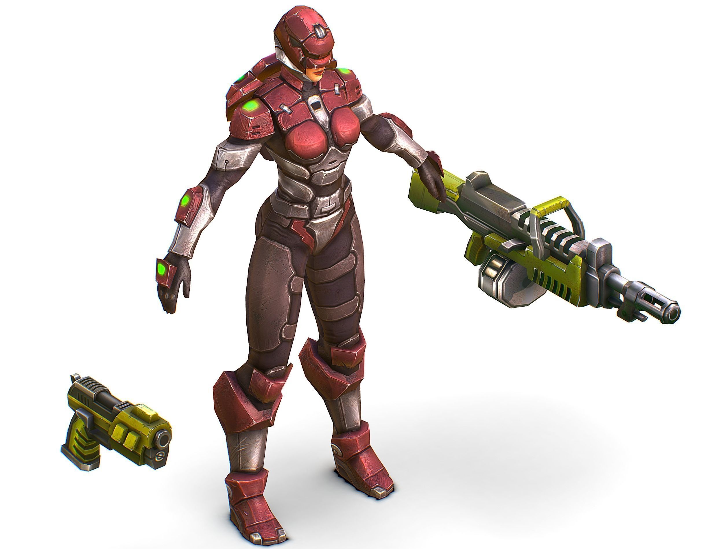 Cyborg Machine Gun with Automatic Rifle and Pistol Low-poly 3D model_43