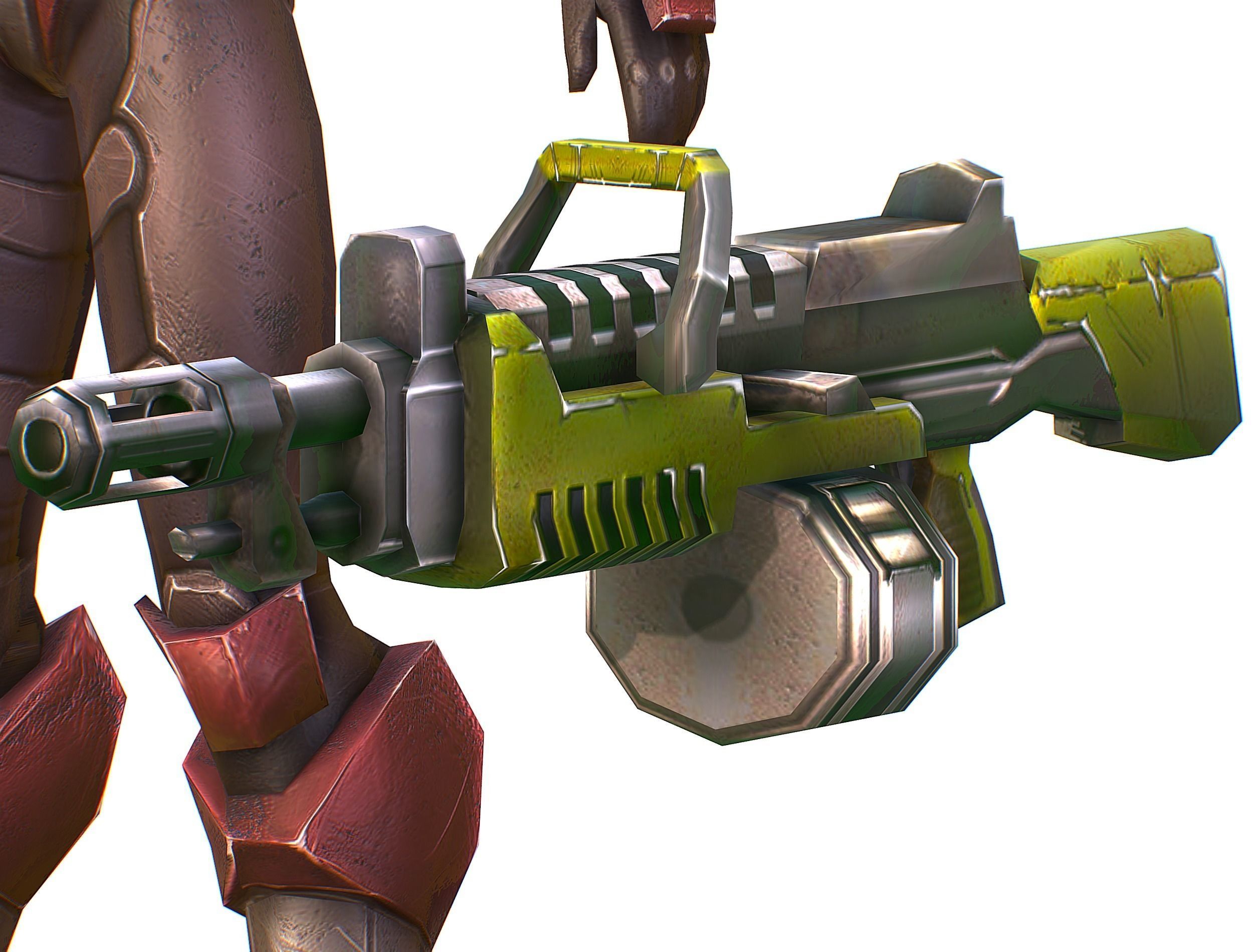 Cyborg Machine Gun with Automatic Rifle and Pistol Low-poly 3D model_30